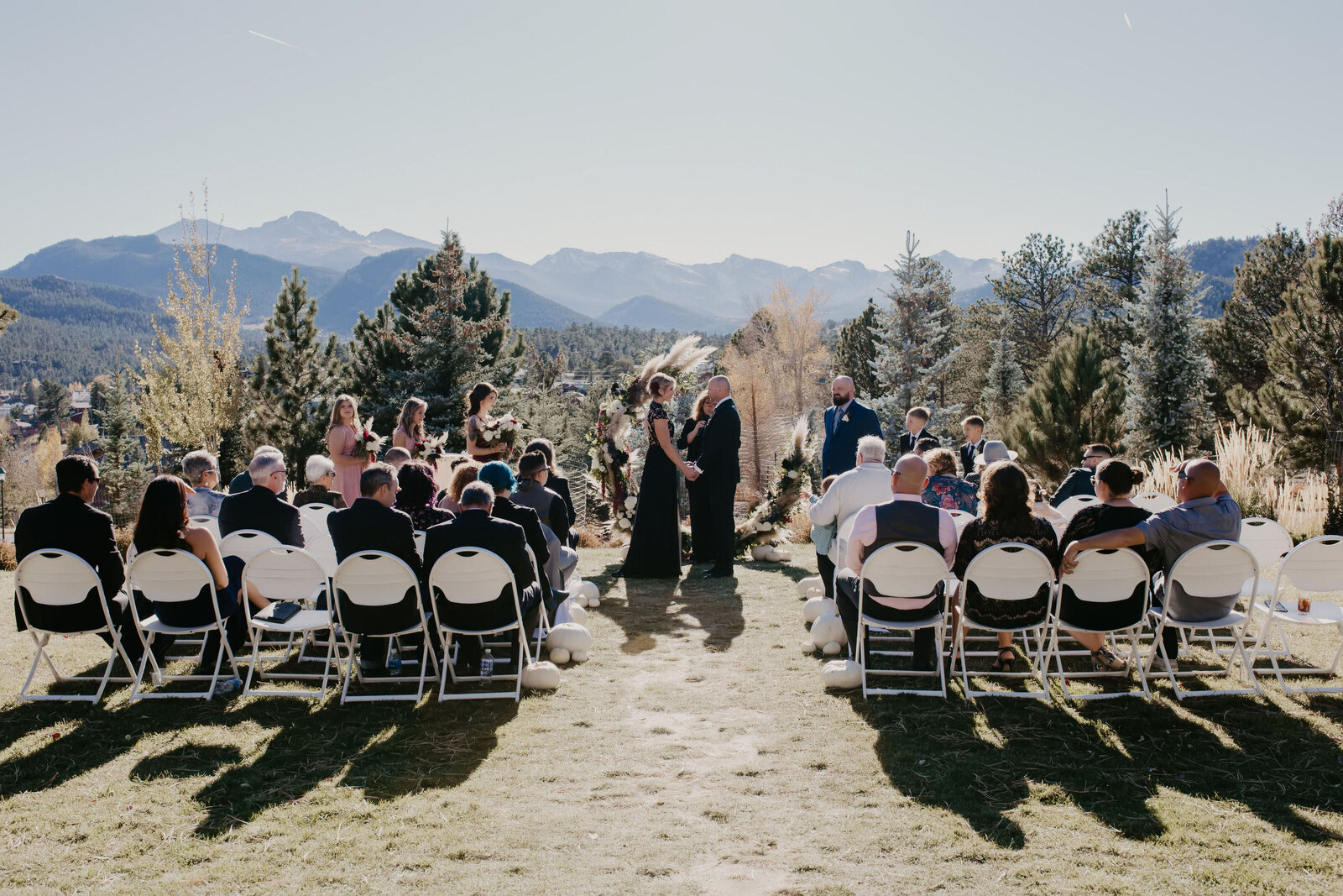 wedding with mountain view