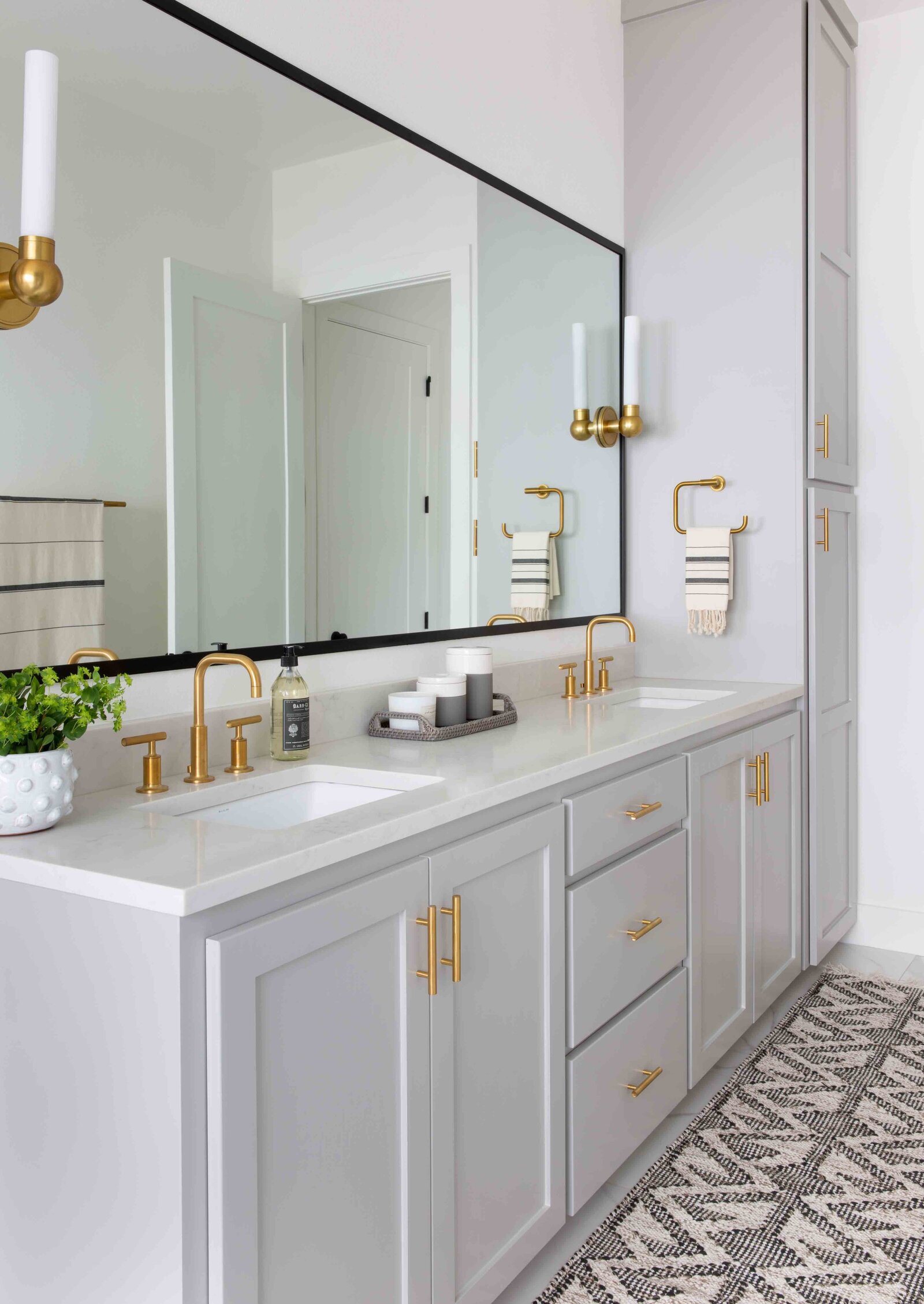 Nuela Designs Gray Bathroom Cabinets