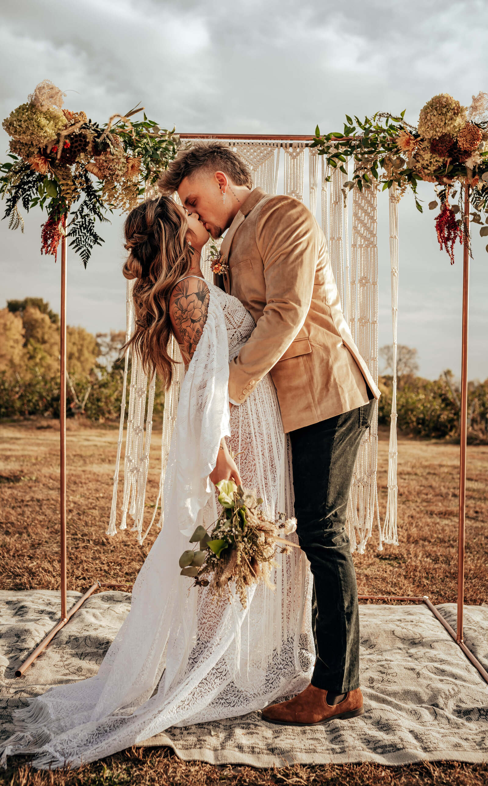 A Bohemian styled shoot for a bride and groom