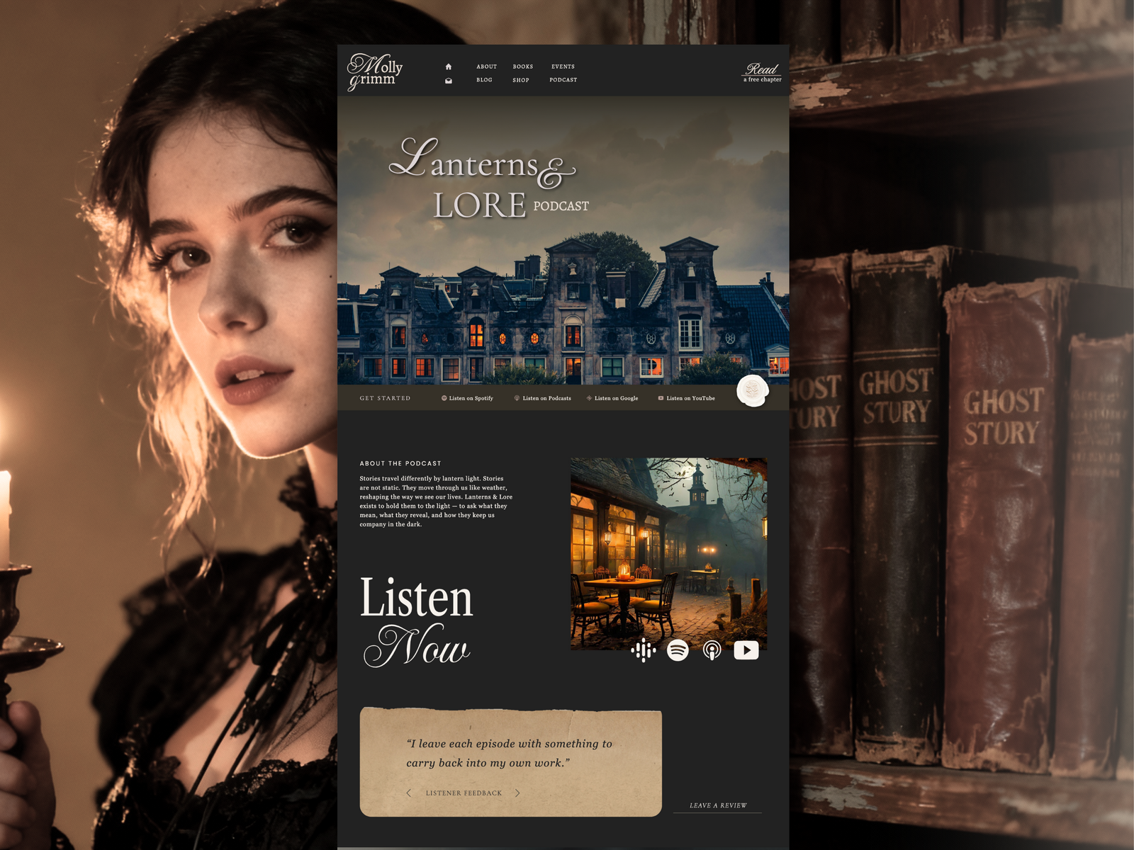 Mobile Preview of Bookish Web Site Design for Showit with Wordpress Theme Template