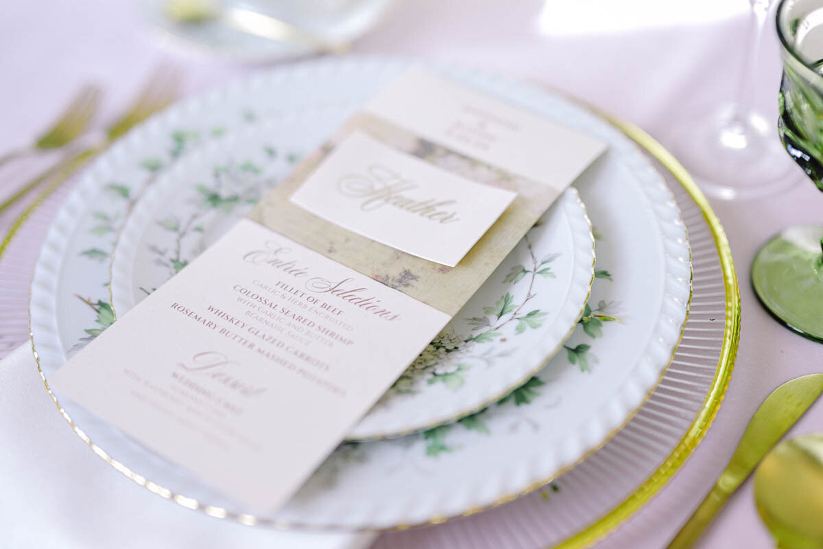 close up photo of minimalist wedding menu