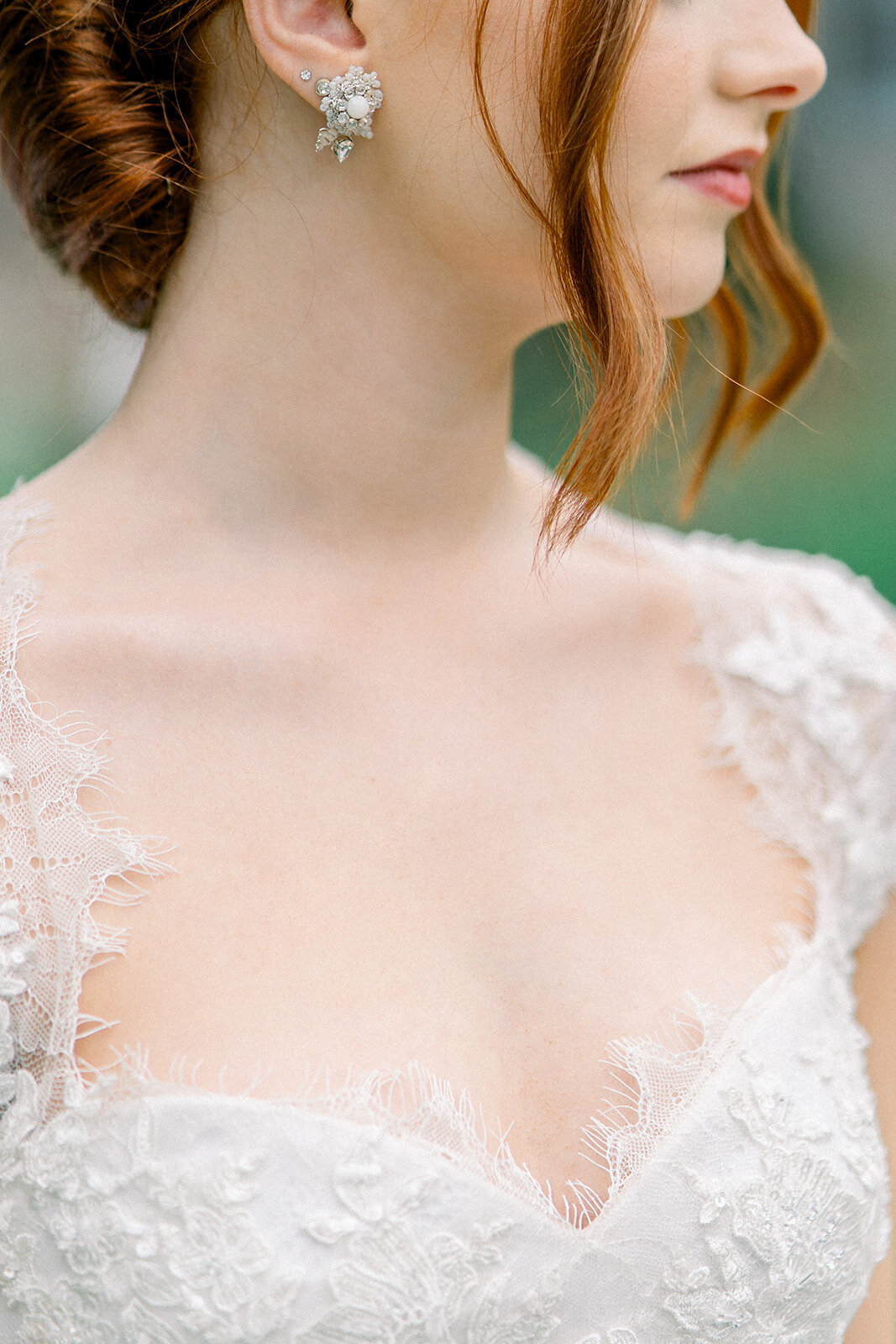 Elegant Bride in Lace Gown at Castle Leslie, Ireland