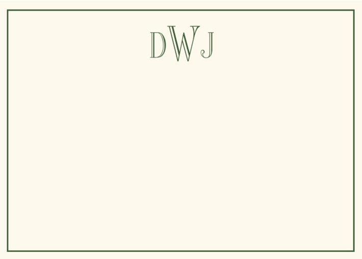 Stationery - hunter border with trad monogram on ivory PW