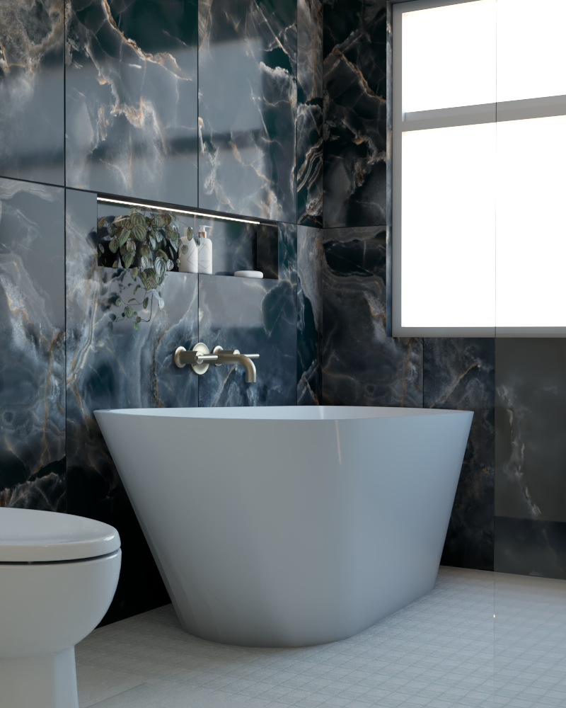 Modern bathroom tub-bold tile-LED niche- Align Interior Design