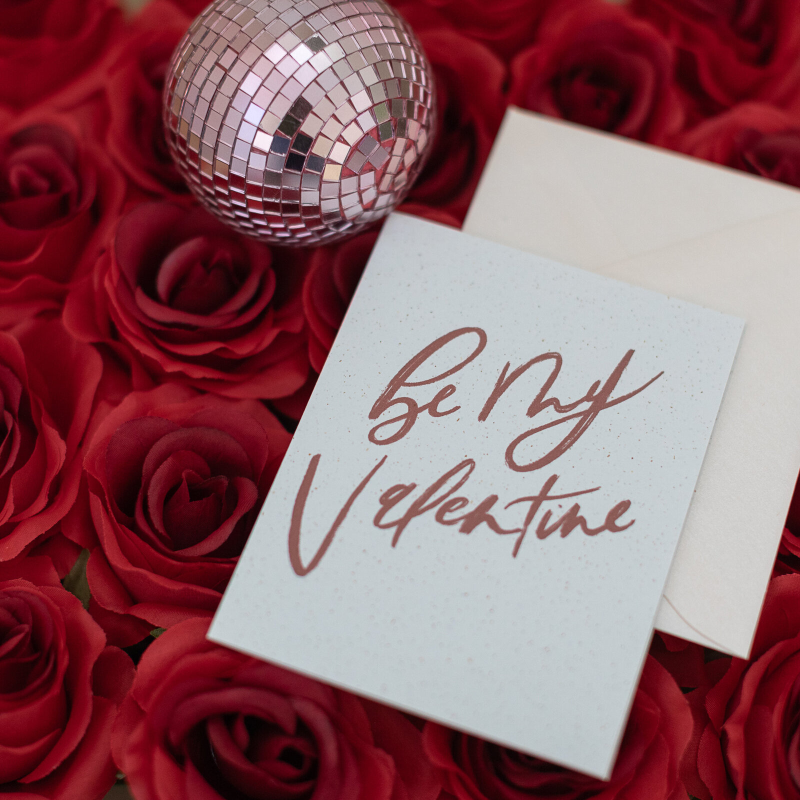 Image of valentine card and disco ball