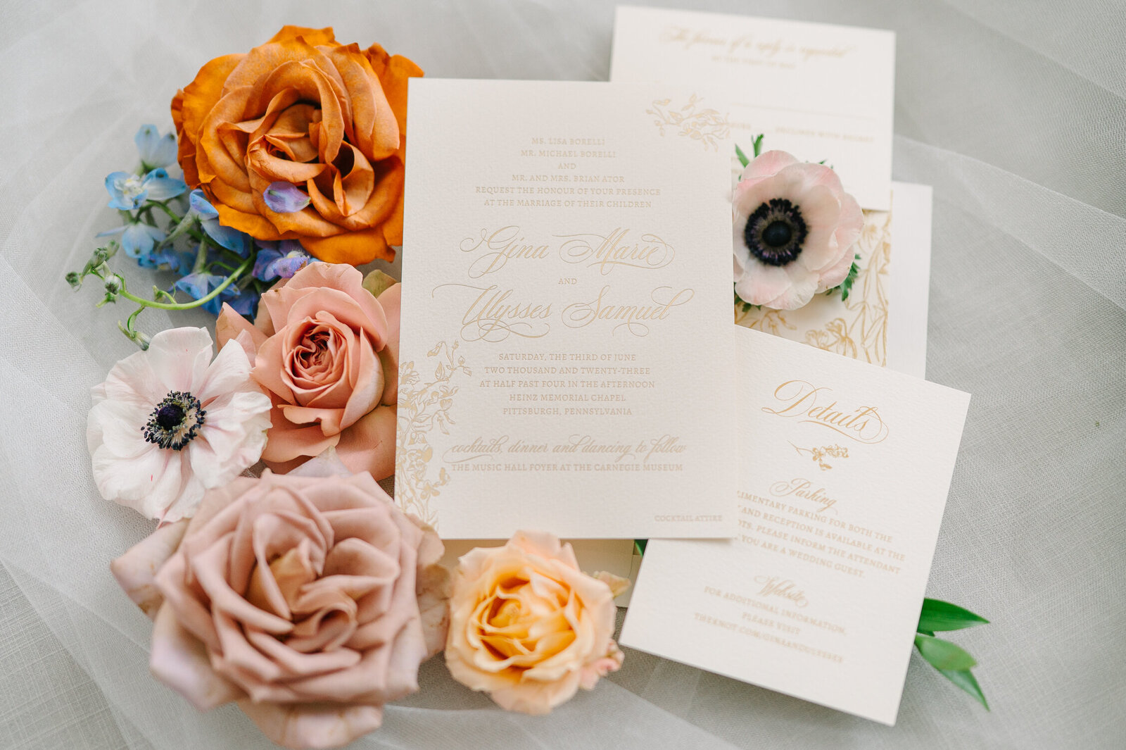 Novalee-Events-Pittsburgh-Wedding-Planner-Flat-Lay-Warm-Hues-Colorful-Wedding-Invitation-Burnt-Orange