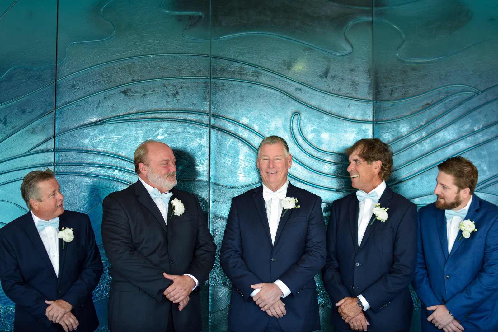 Wedding Groom & bridal party navy suits One Ocean Resort Jacksonville Florida