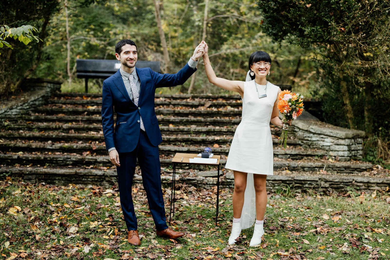 bride and groom ceremony ridley creek park