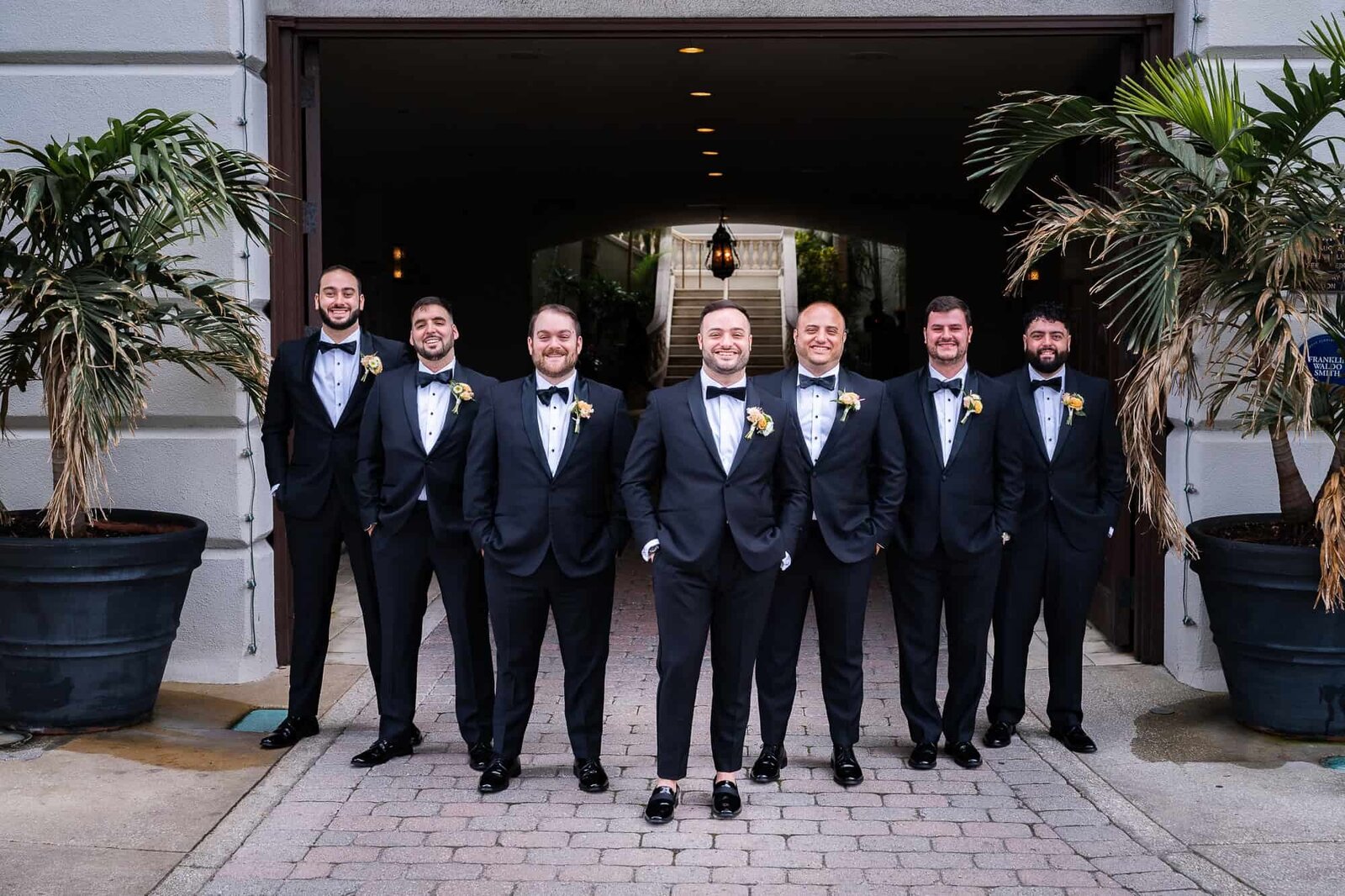groom and groomsmen formal photos at jewish wedding at Casa Monica in St Augustine wedding Venue