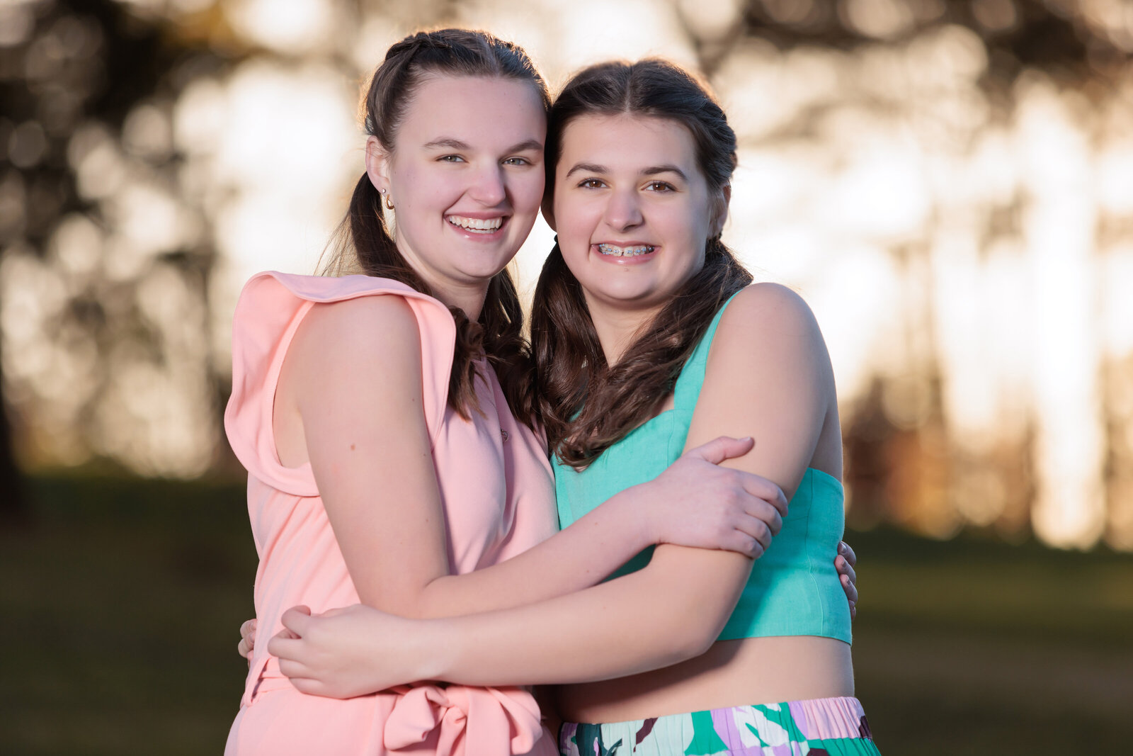Sibling love at golden hour at a park in Raleigh NC.