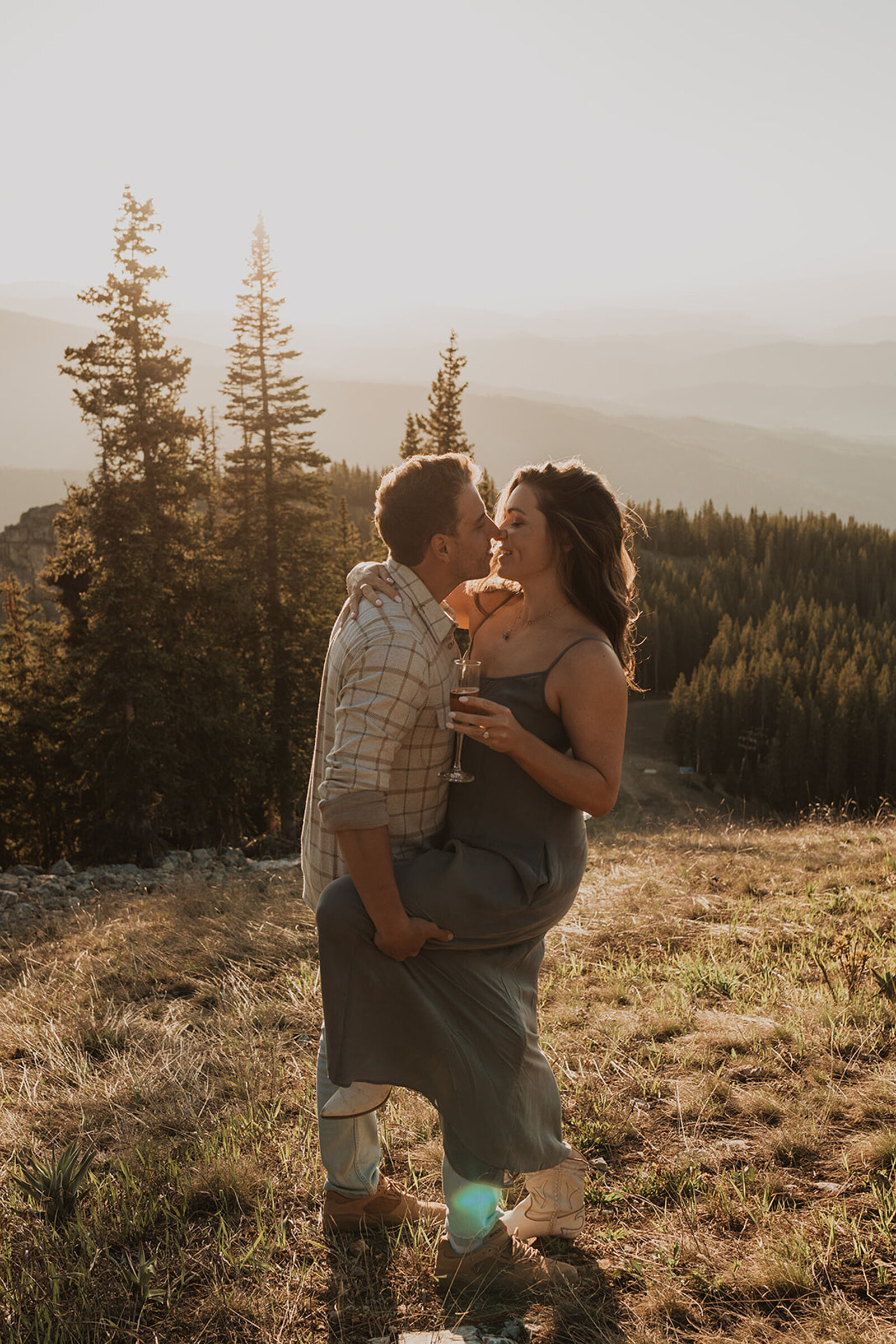 Summer romantic wedding proposal photos mountain in Aspen, Colorado