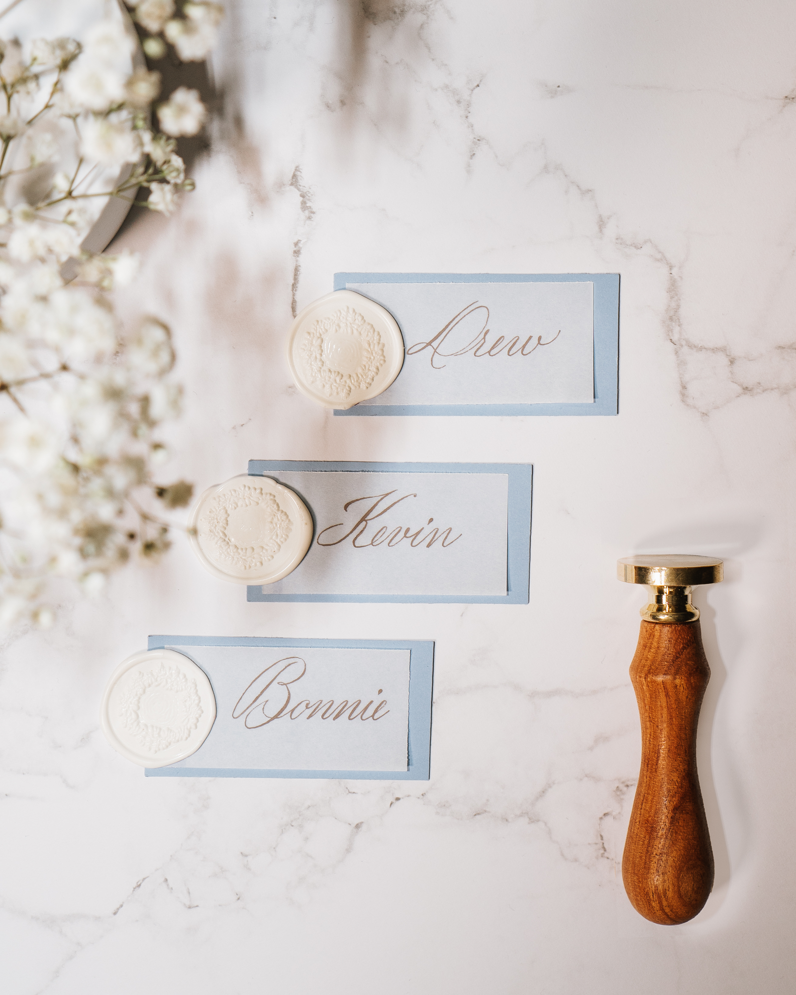 Name cards wax seal calligraphy wedding dinner events stamp