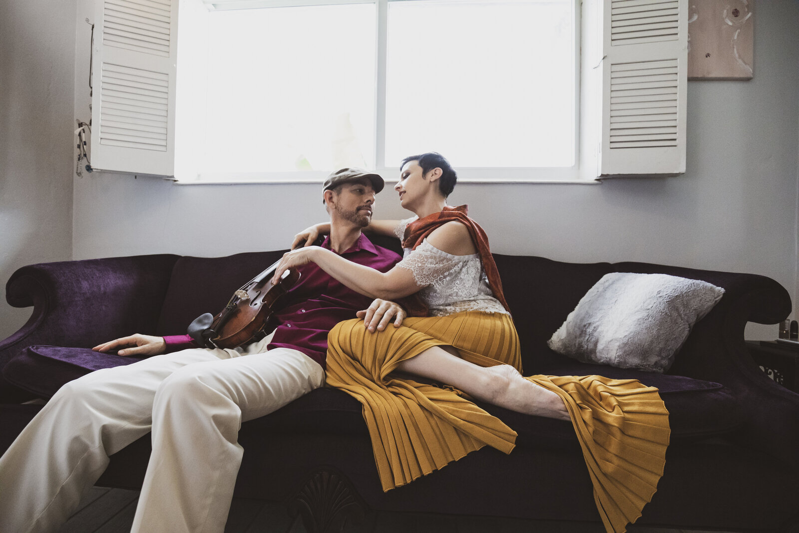 couple portrait bold colors