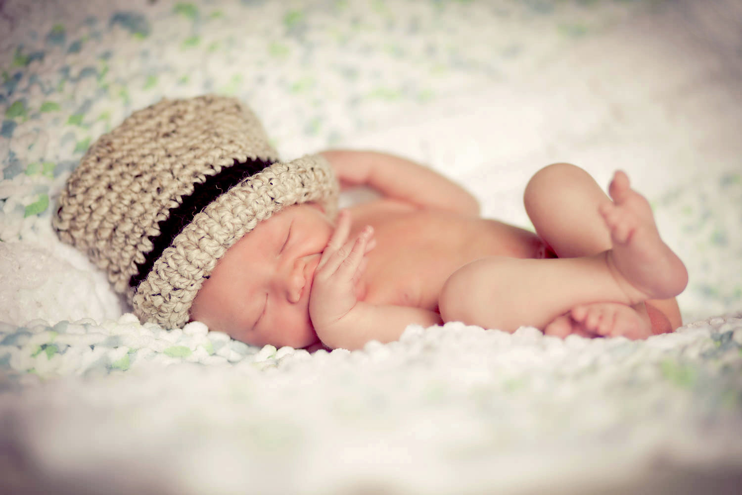san diego newborn photographer | newborn with cute man hat