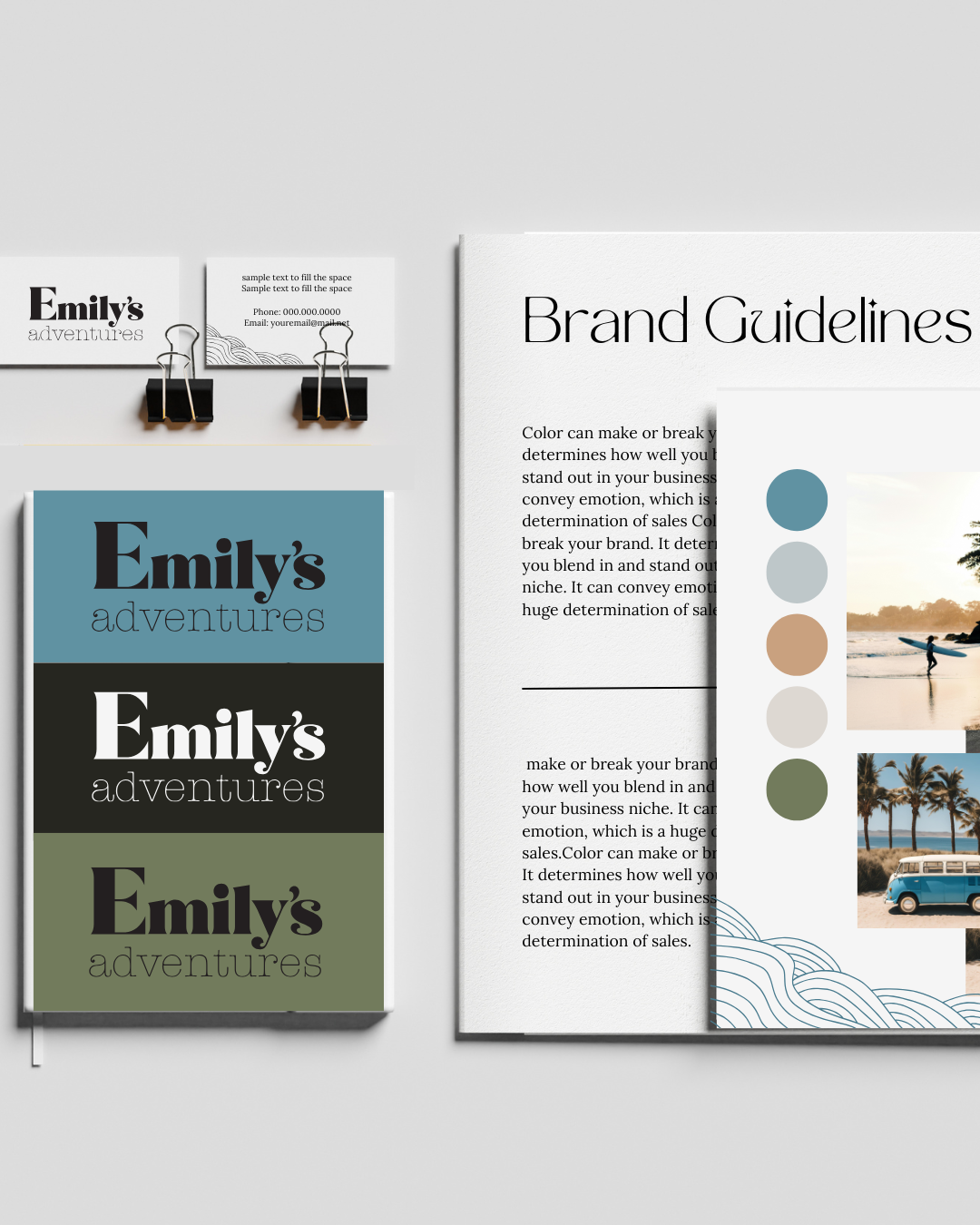 Emily's adventure brand guidelines mockup
