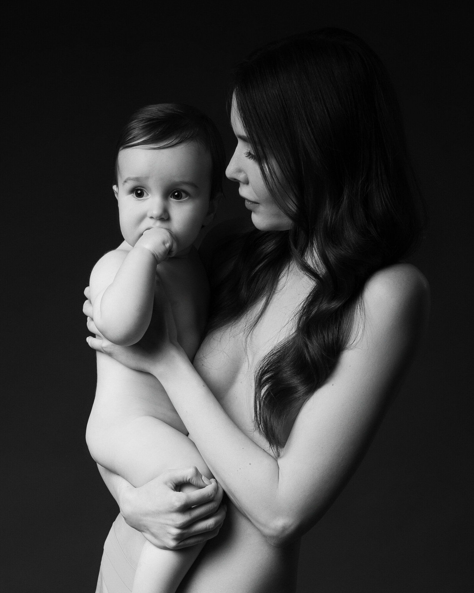Mommy and me portrait by Daisy Rey in Black and white