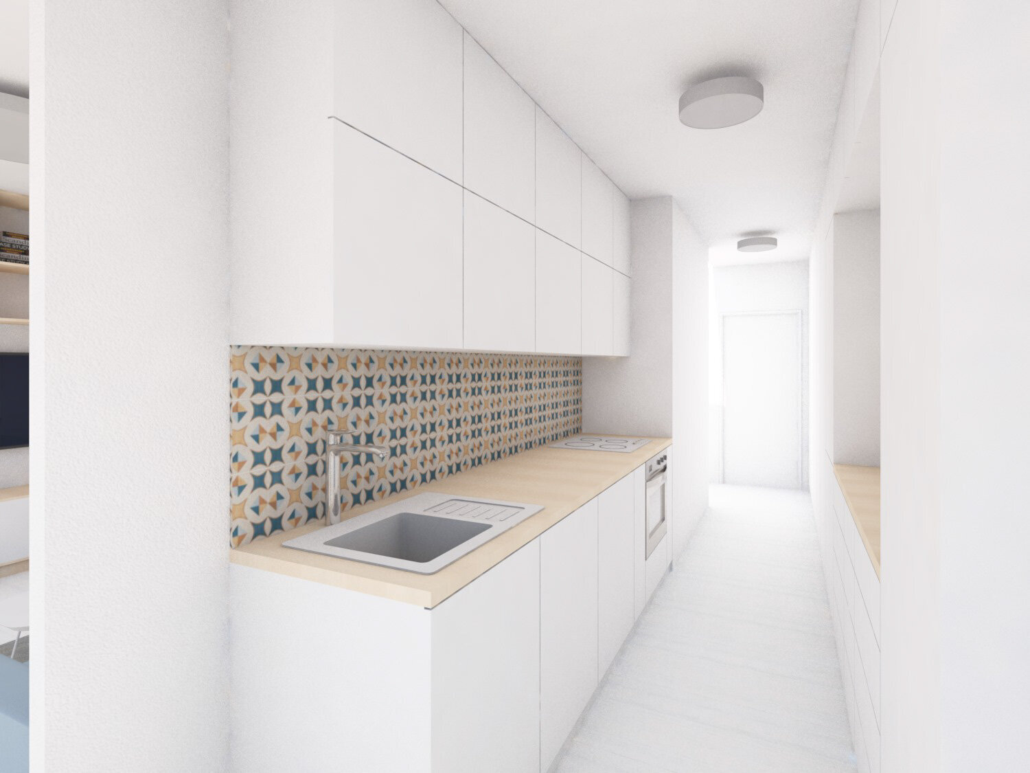 návrh interiéru panelový byt pohled do kuchyně