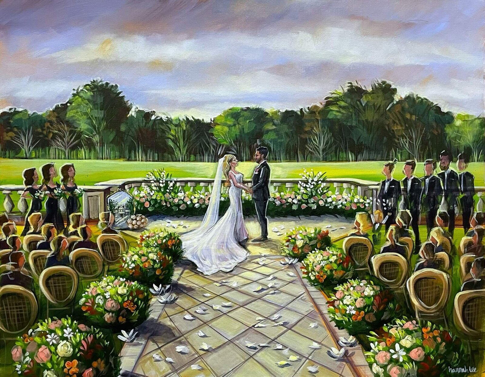 Live Wedding Painting outdoor ceremony at the Great Marsh Estate - Georgian Manor House and Wedding Venue - VA - Clark-Mansouri