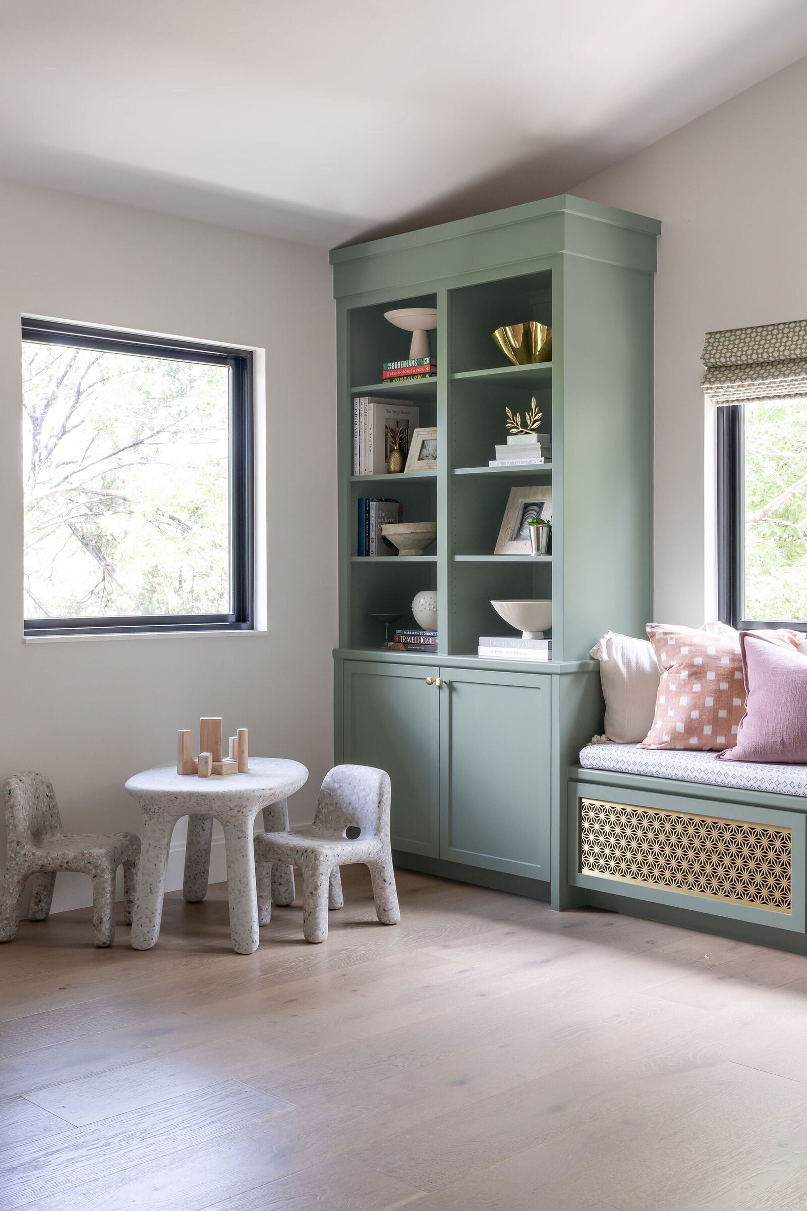 Nuela+Designs+Green+Cabinets+Living+Room+Play+Room