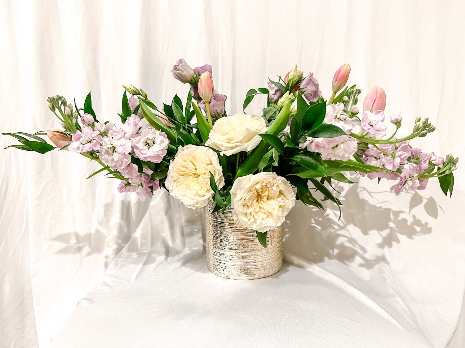 Flower centerpiece with white background