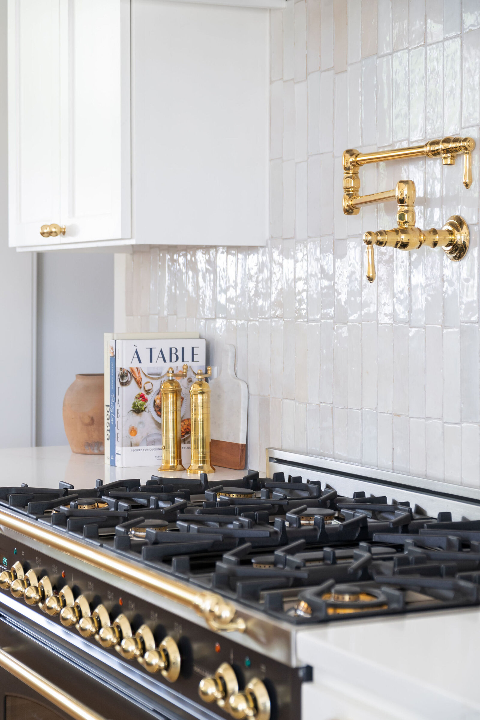 NuelaDesign_Brass Pot Filler_White zellige Kitchen tile