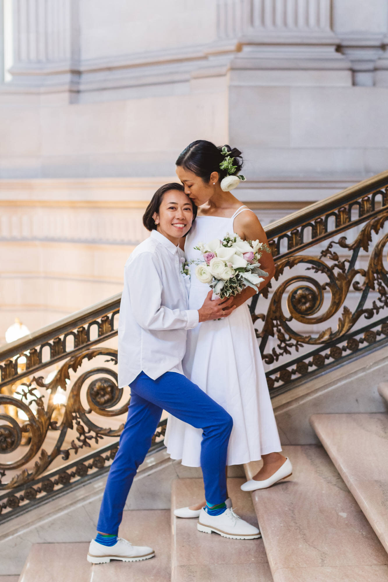San Francisco City Hall wedding photos with lesbian couple