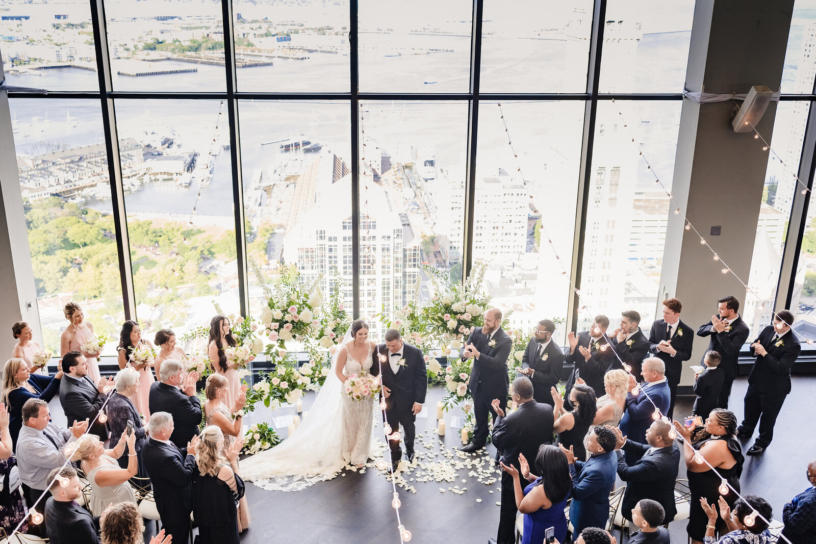 overhead shot of ceremony at Boston State Room