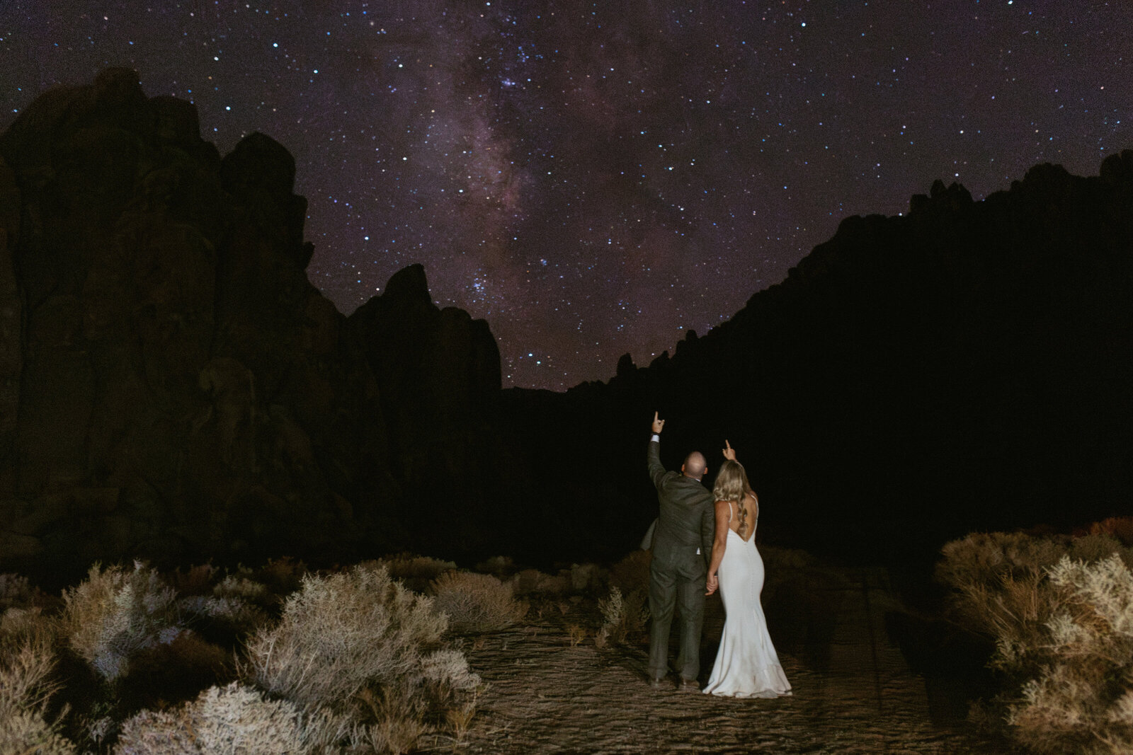 Star Photos for this wedding Reception out in the Lone Pine Desert Of the Sierra Nevadas