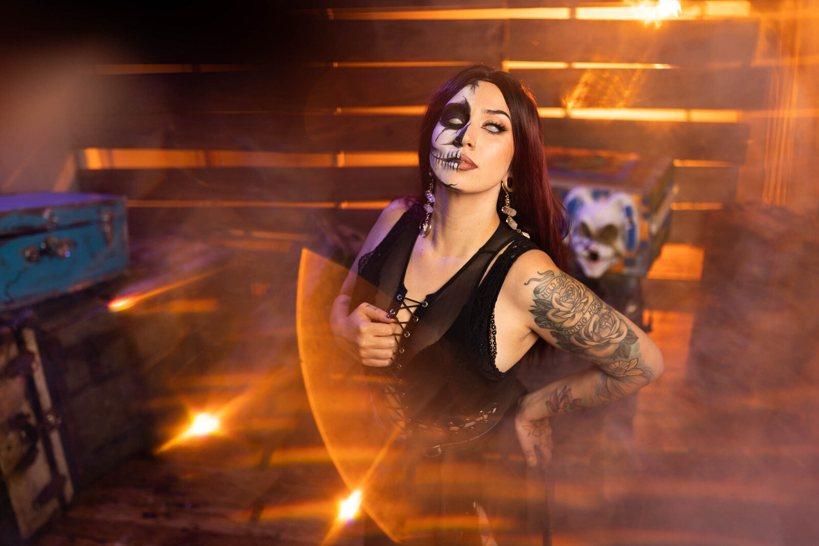 spooky woman with a smoke effect