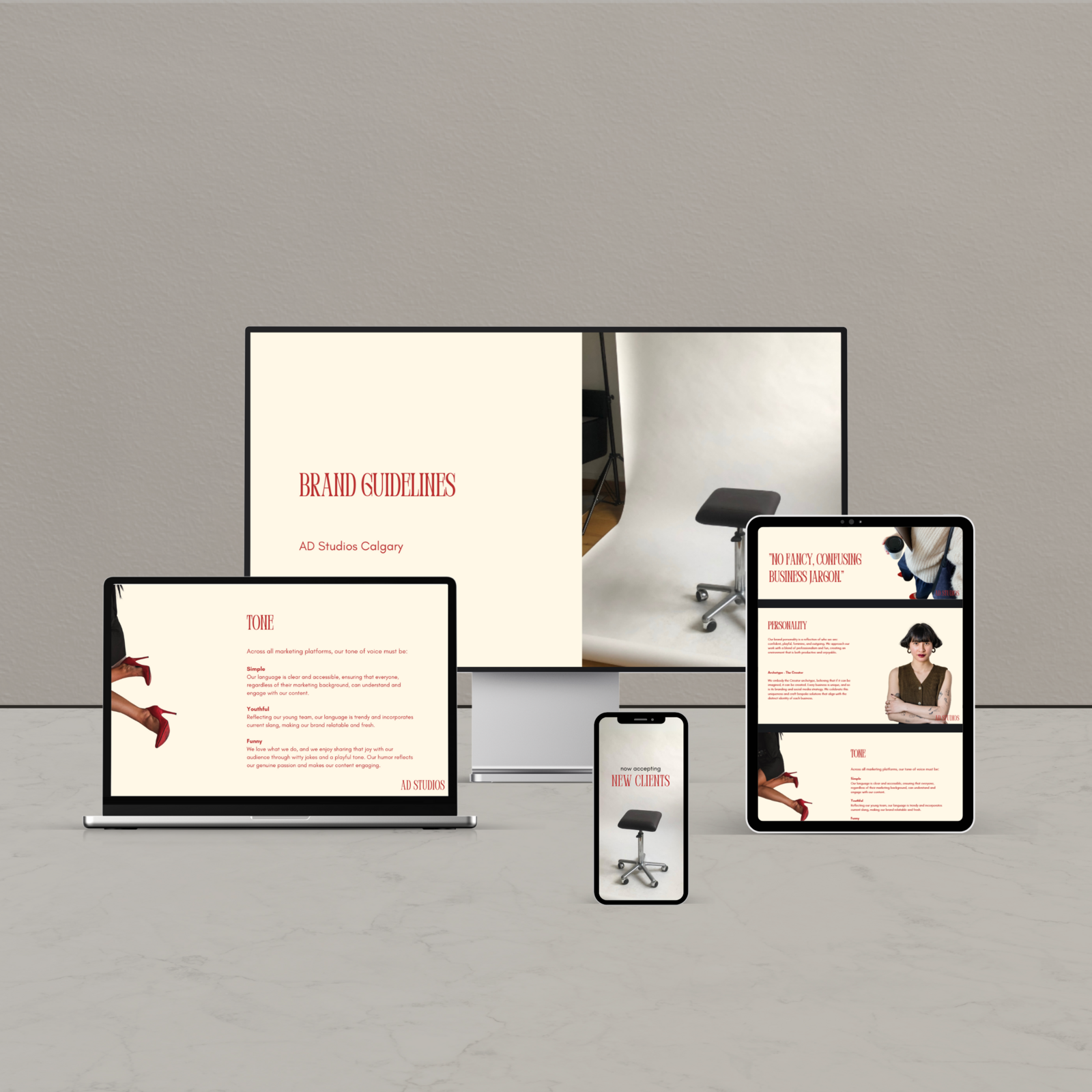 Minimalist Neutral Multi Device Computer Mockup Website Launch Instagram Post