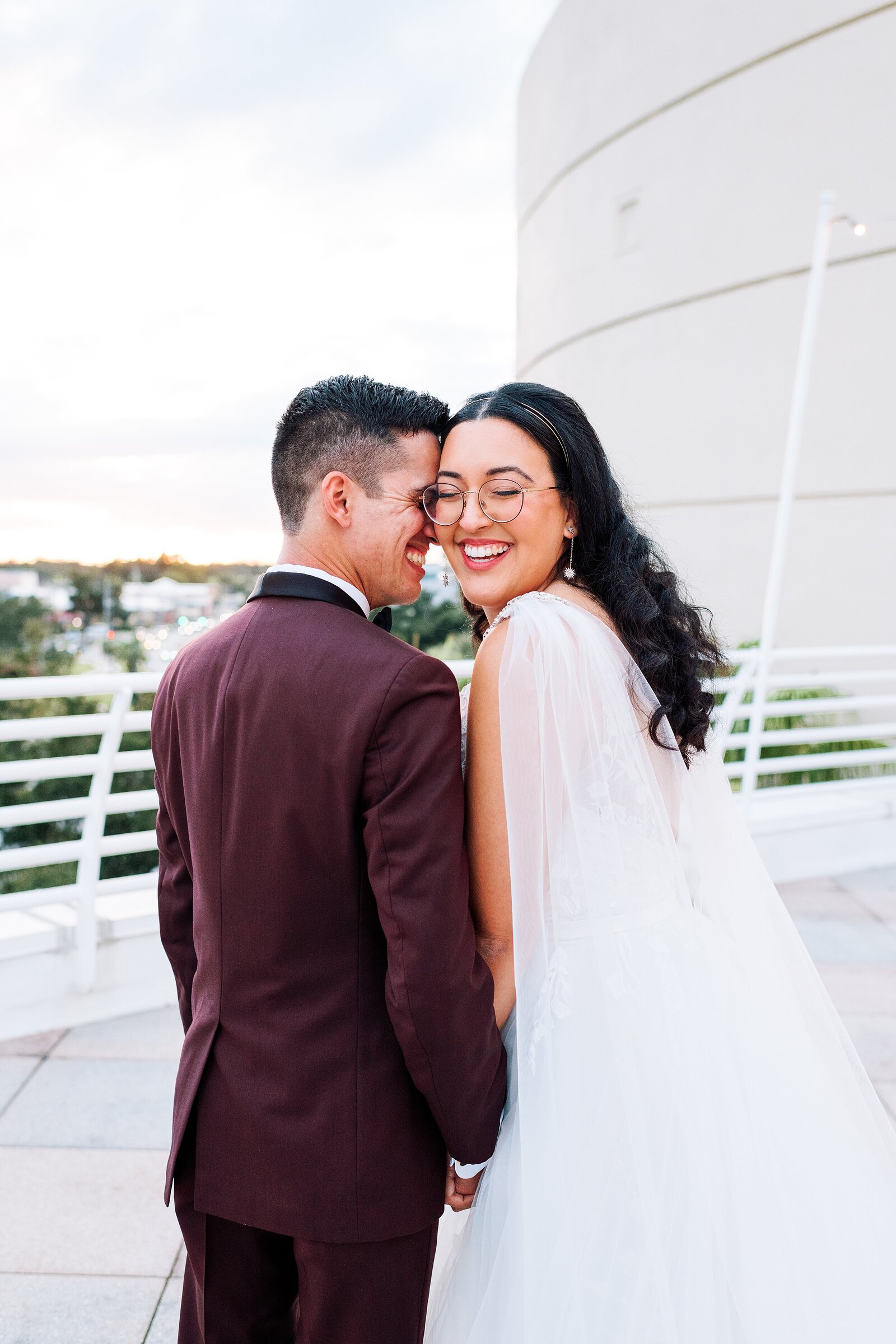 Bride and Groom Smiling and Laughing | Orlando Science Center Wedding | Chynna Pacheco Photography