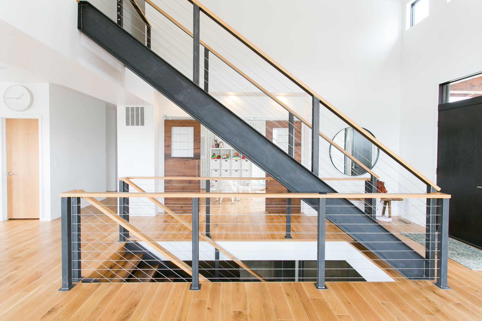 Modern, wood and metal staircase