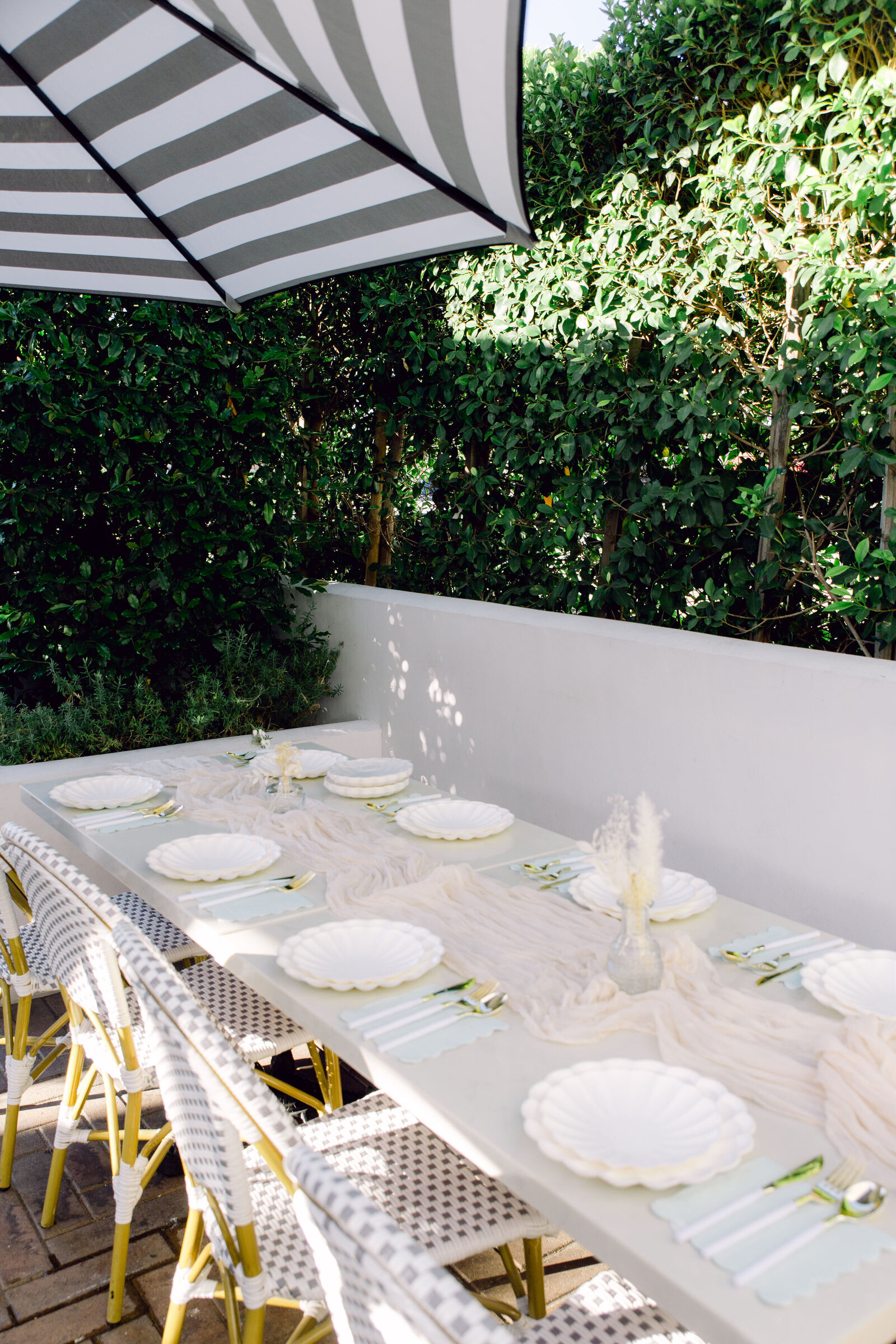 Morning Lavender baby shower event on the patio styled. Captured by branding photographer Chelsea Loren in Tustin, California.