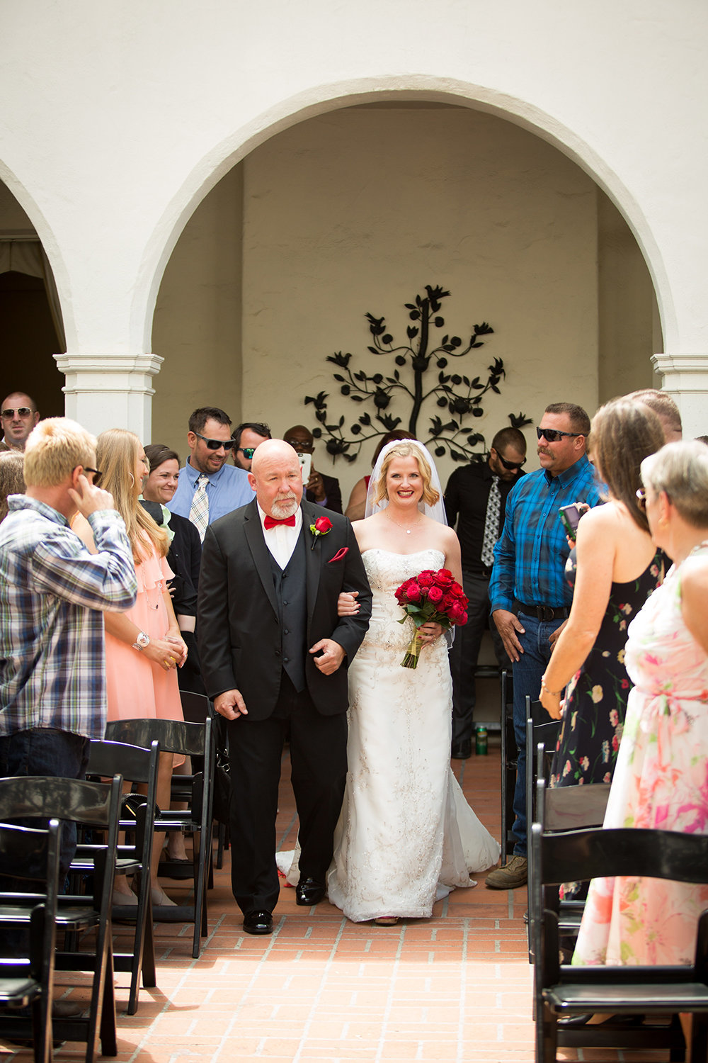 ceremony space at darlington house bride with father