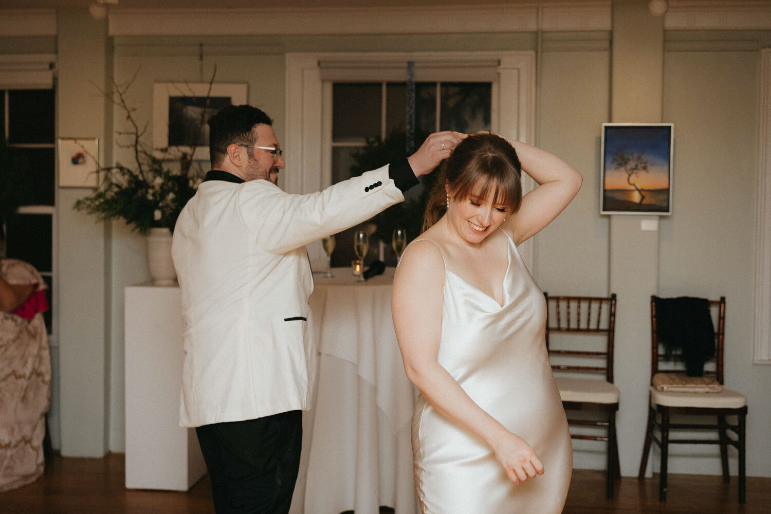 Bride and groom having their sweet dance