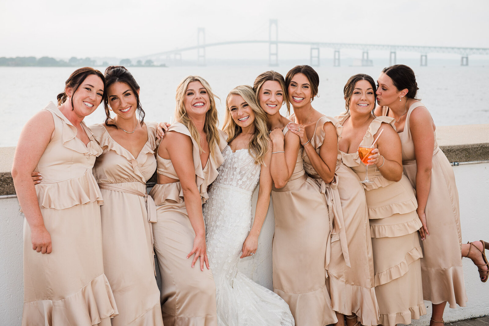 casual and playful bridesmaid portrait