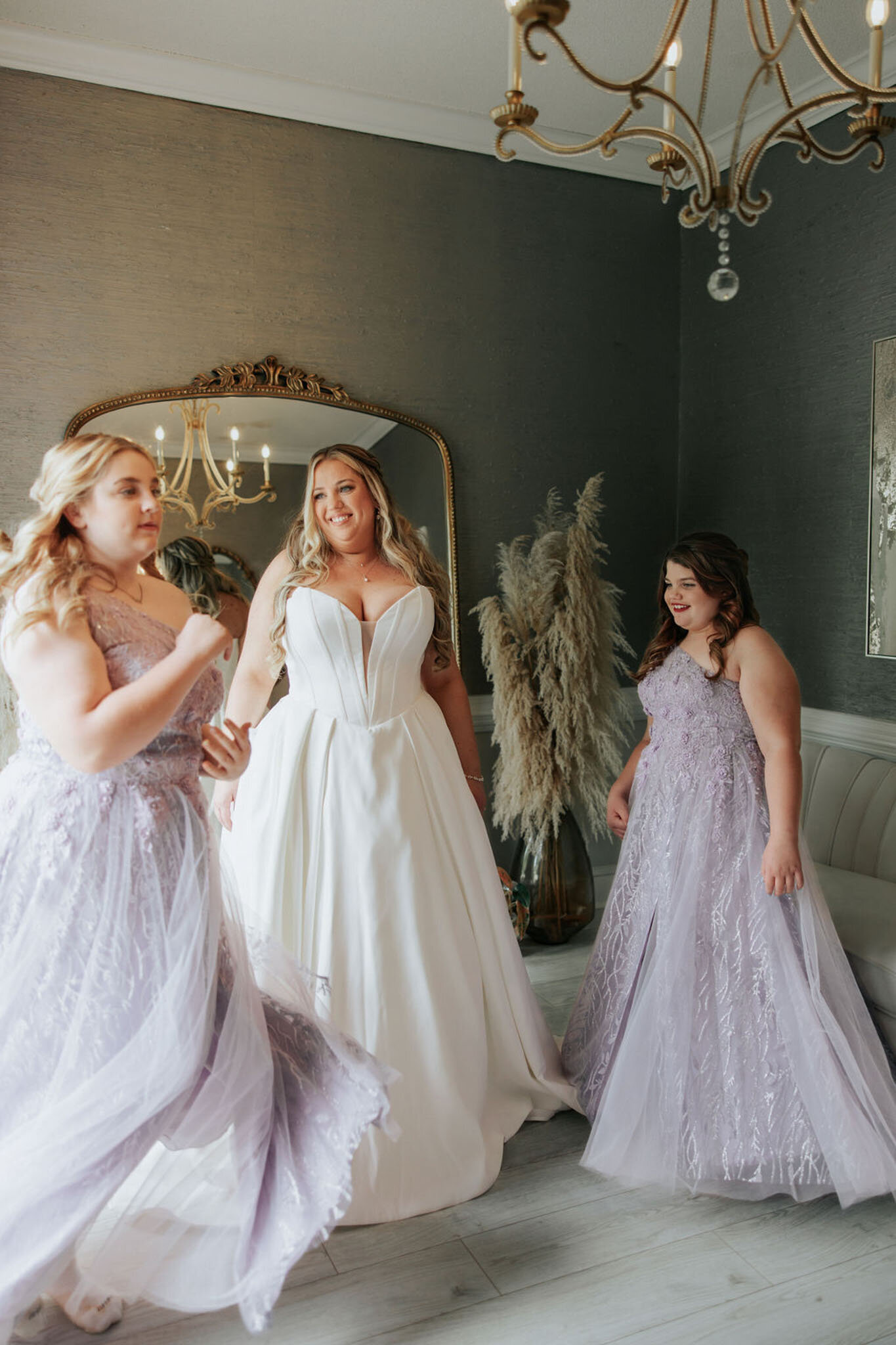 Bride with their girls during getting ready