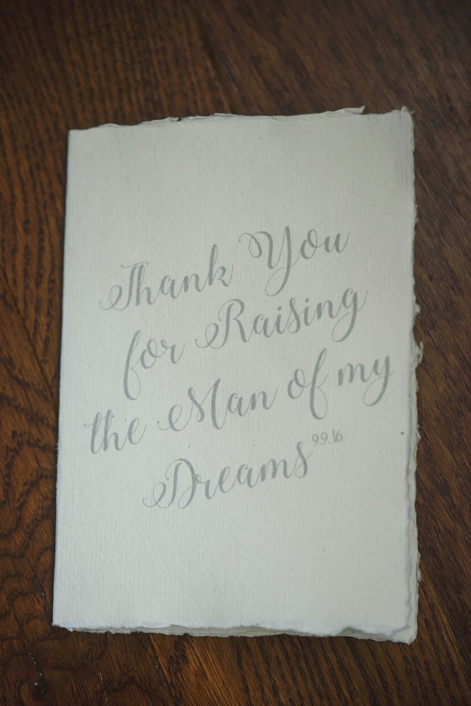 Rustic thank you card for mother of the groom from the bride