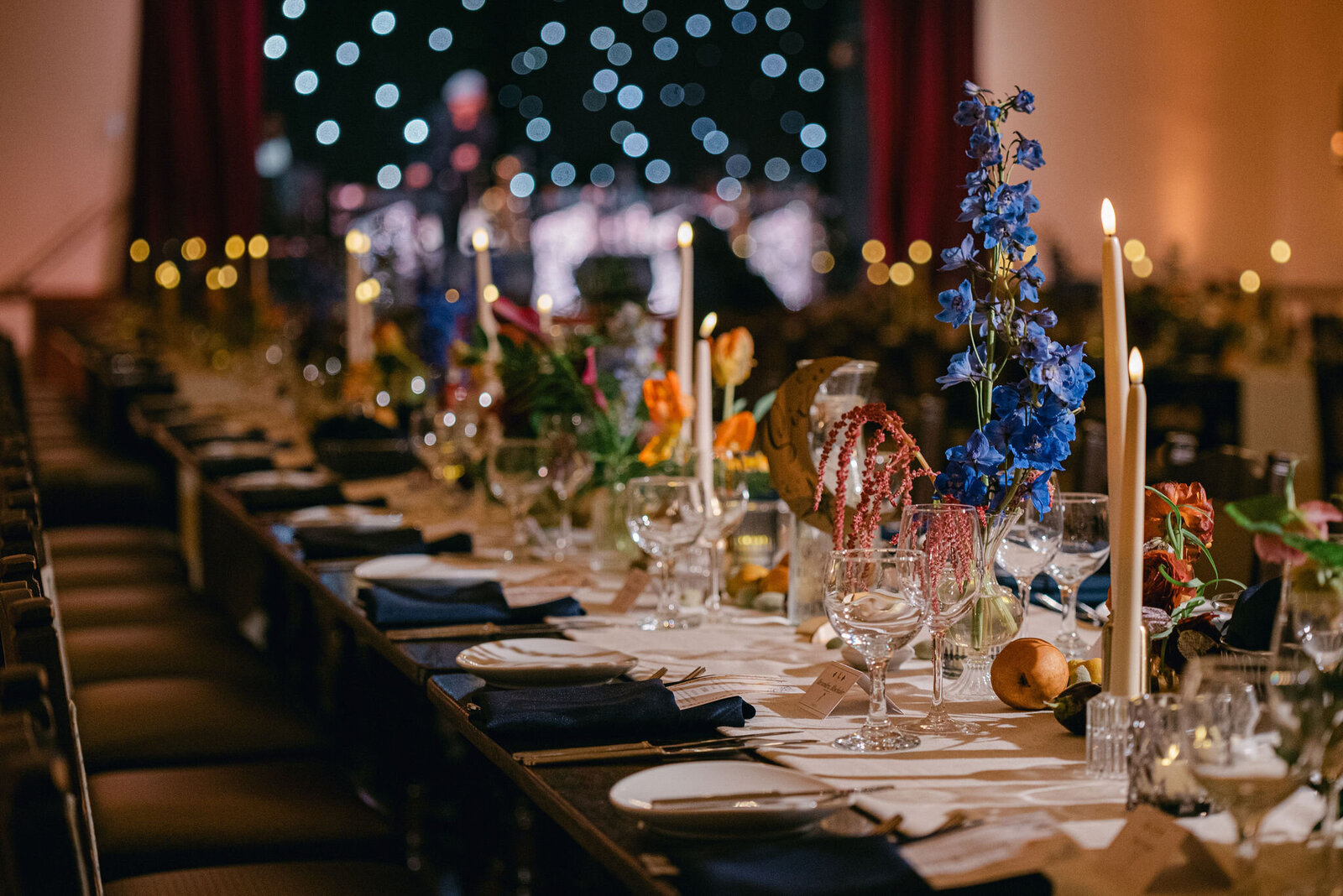A romantic glam tablescape wide detail shot at The Ebell of Los Angeles