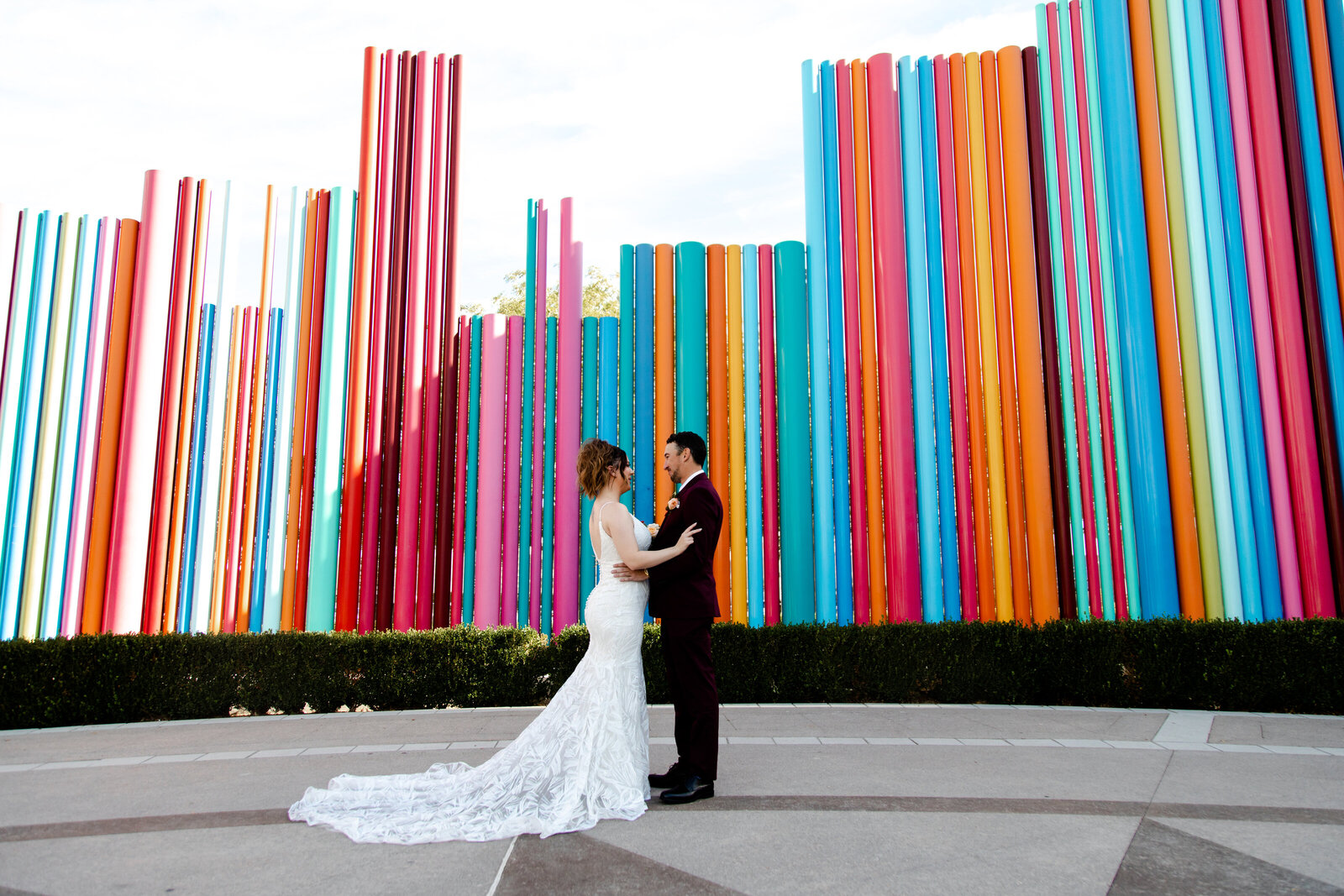 This colorful Las Vegas elopement took place at Symphony Park at the Smith Center