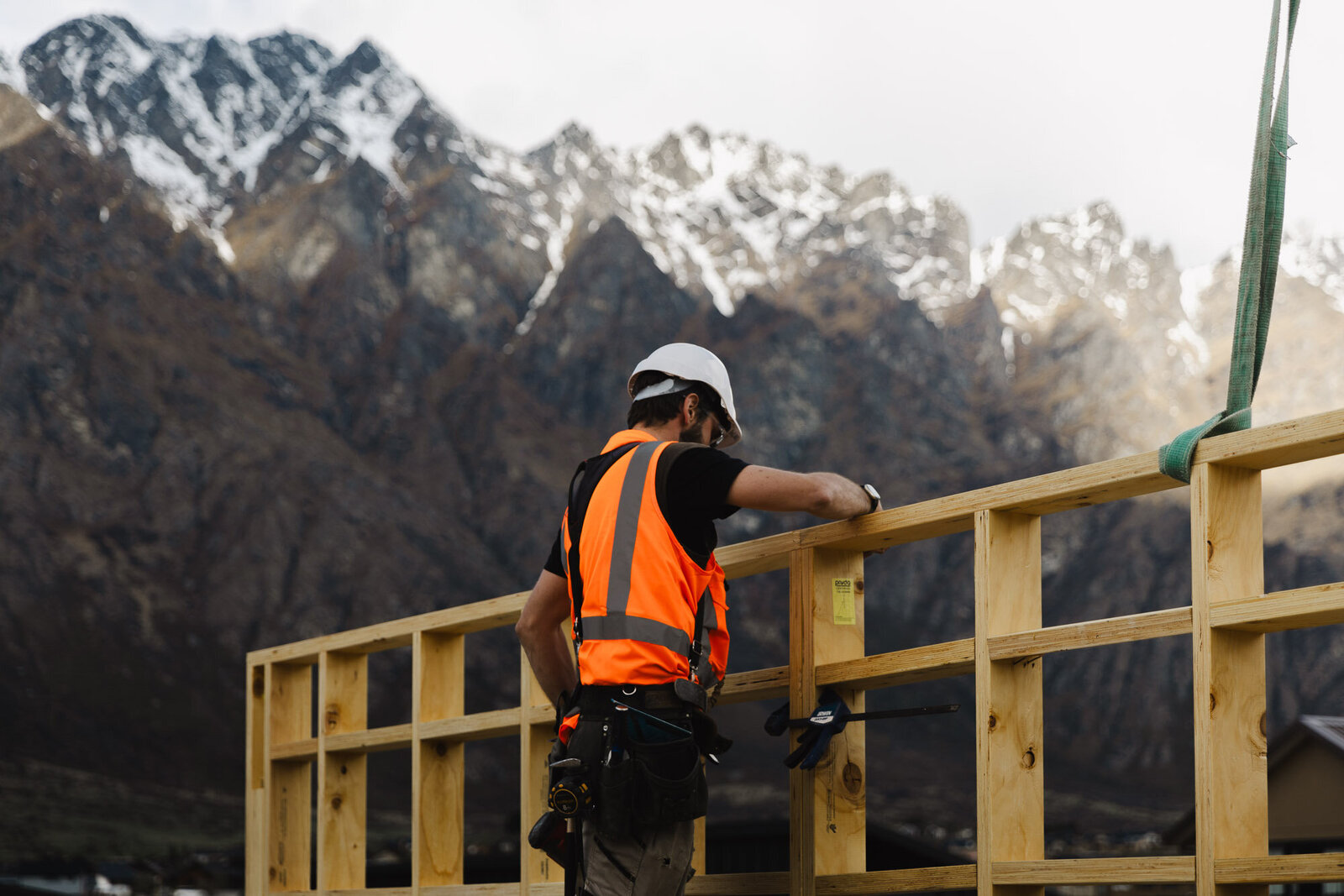 The Twin Peaks Construction builders hard at work on a house build site in Hanleys Farm Queenstown.