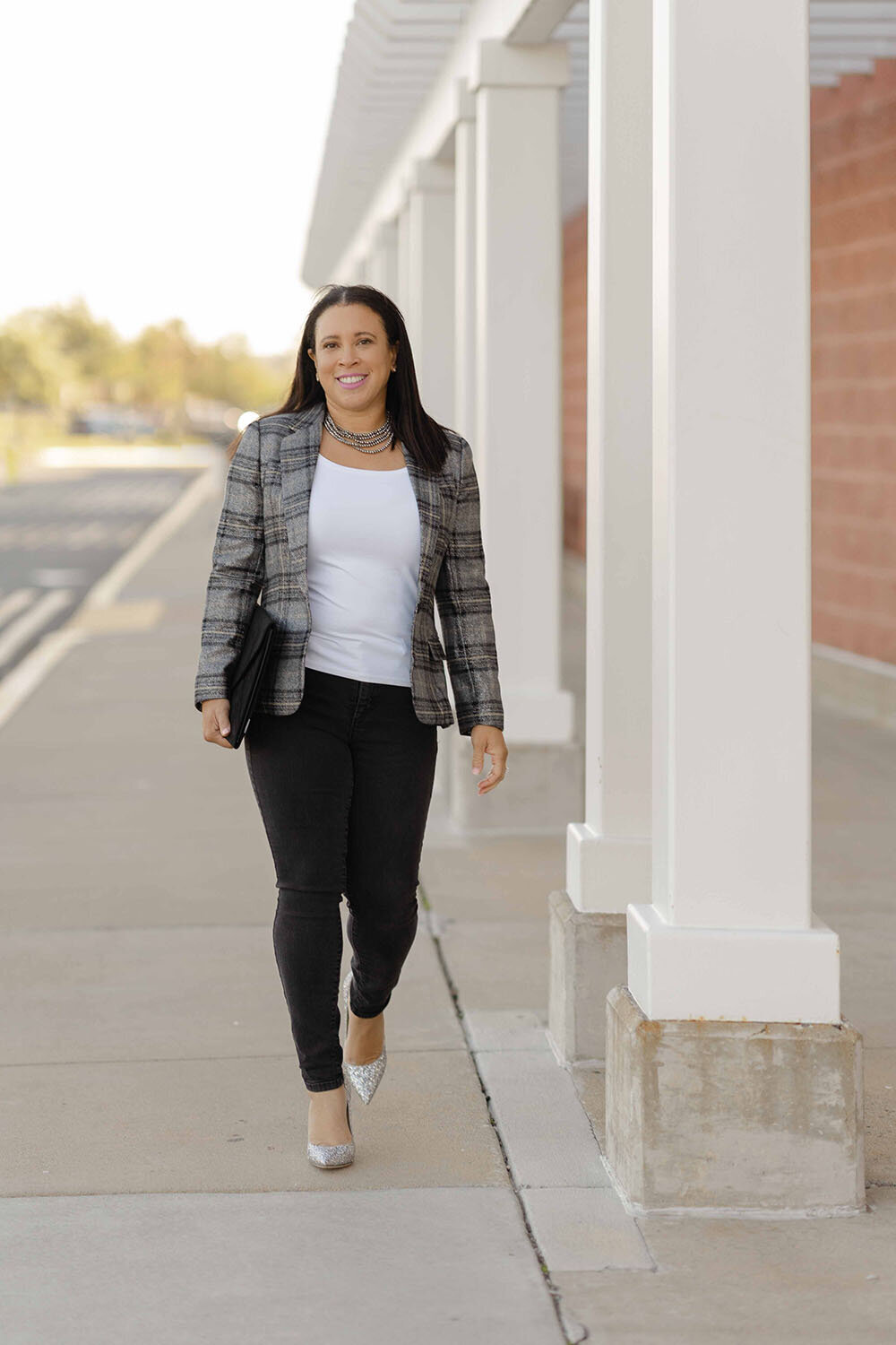 woman walking during branding photography in Gainesville,Virginia