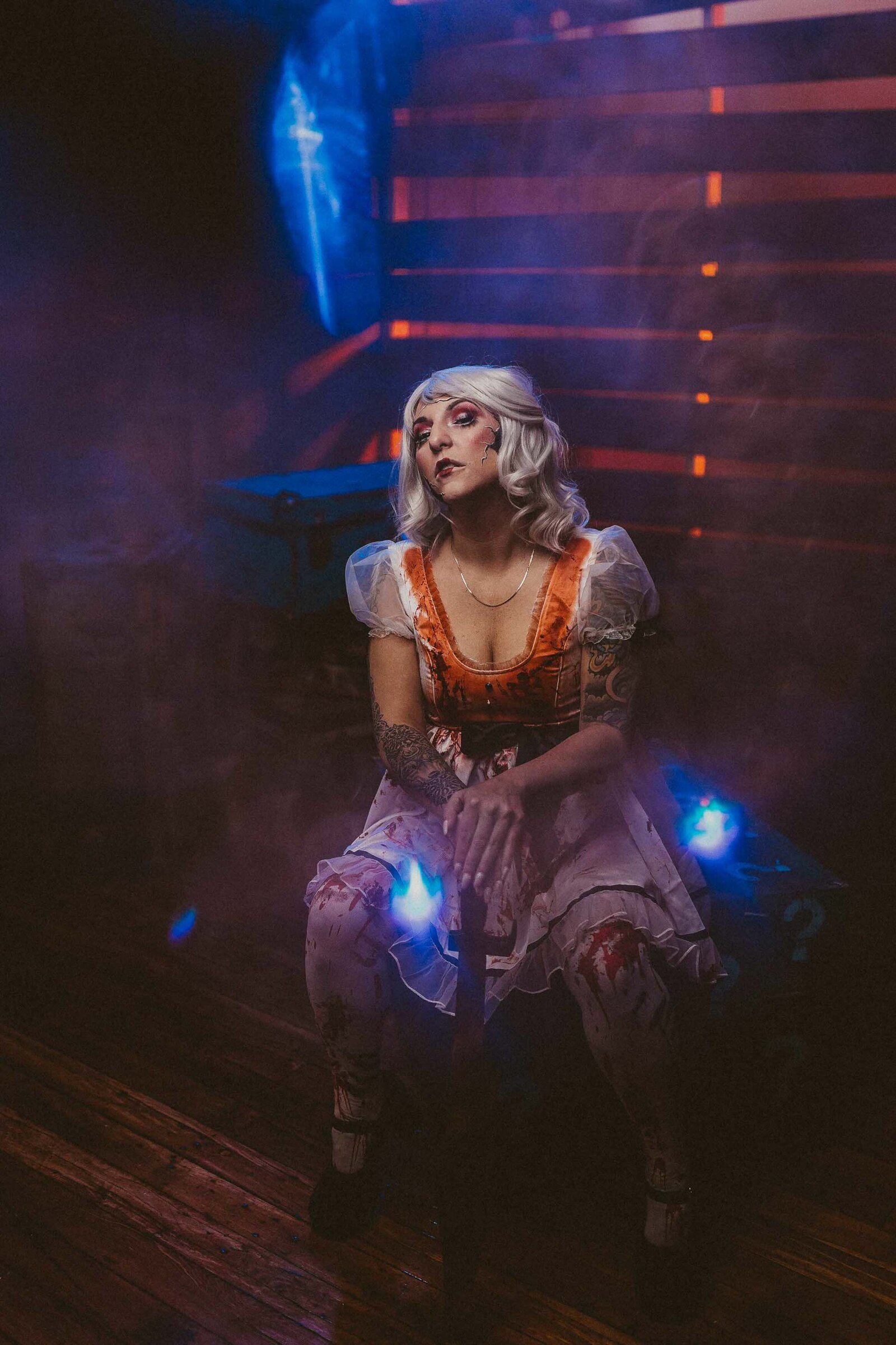spooky woman with a smoke effect