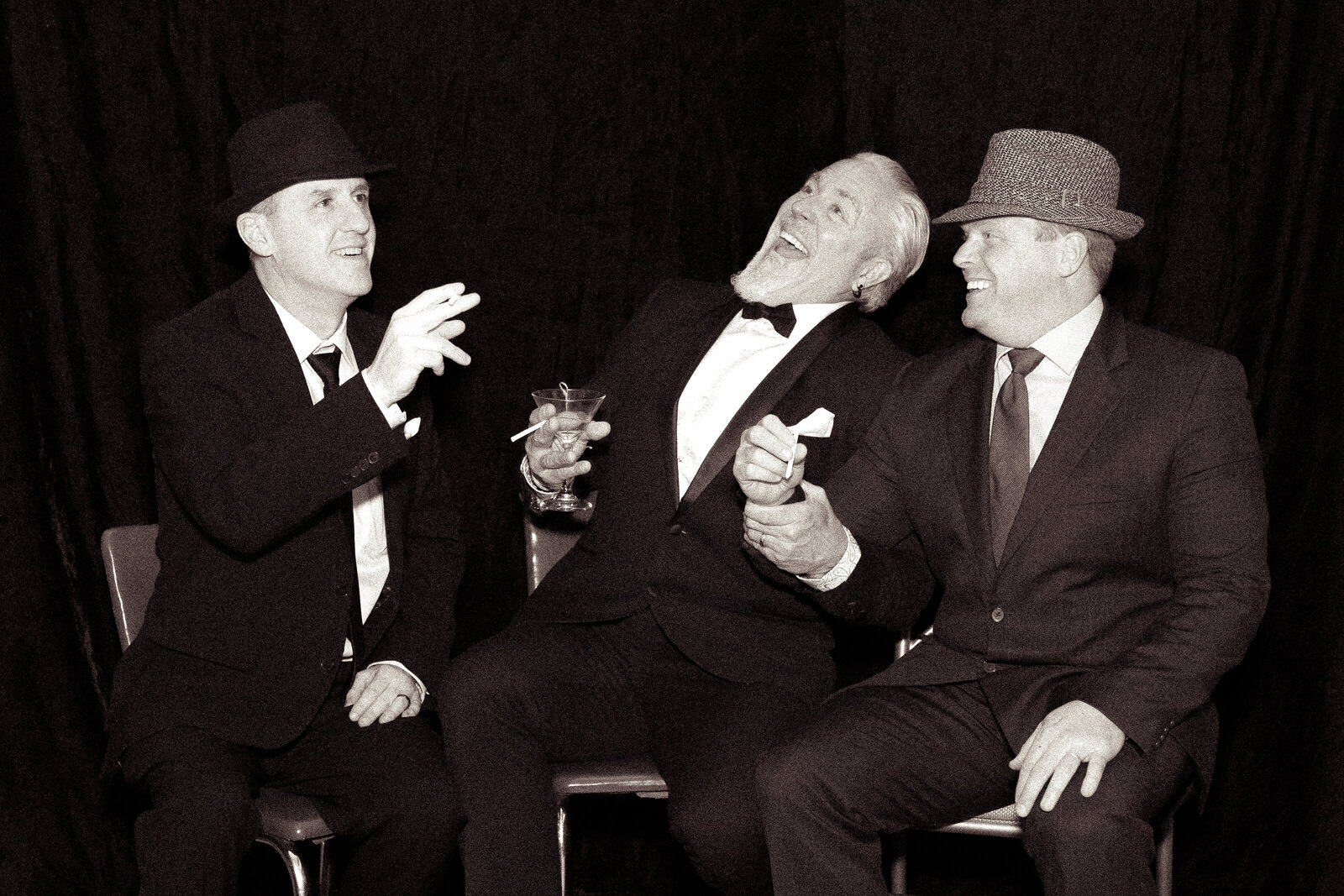 Editorial bnw reenactment photo of the rat pack