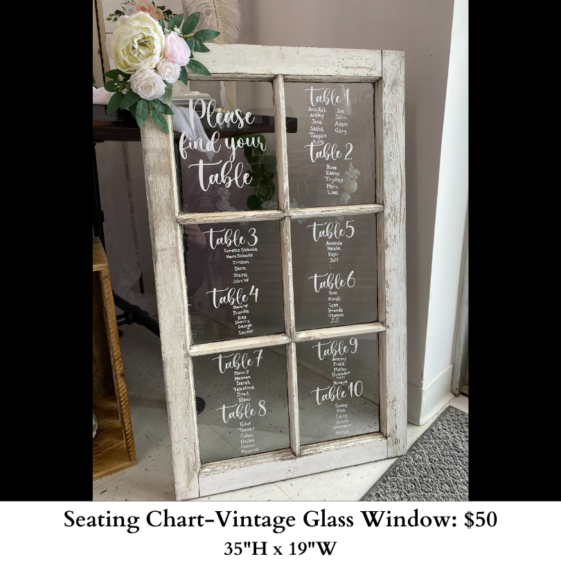 Seating Chart-Vintage Glass Window-924
