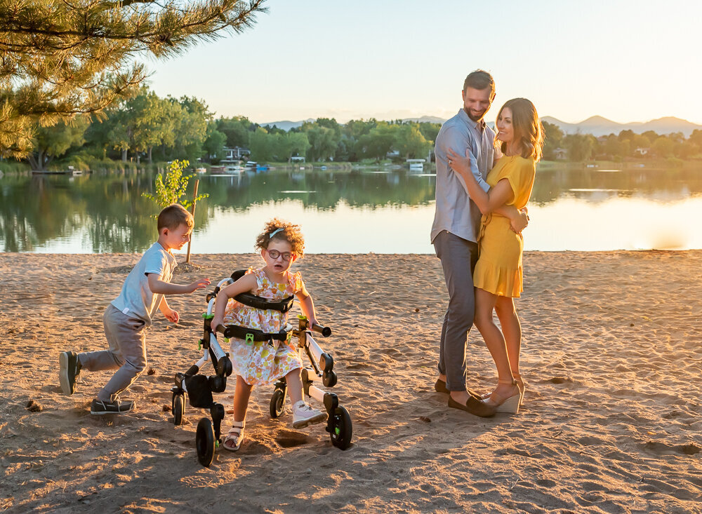 family with child in walker