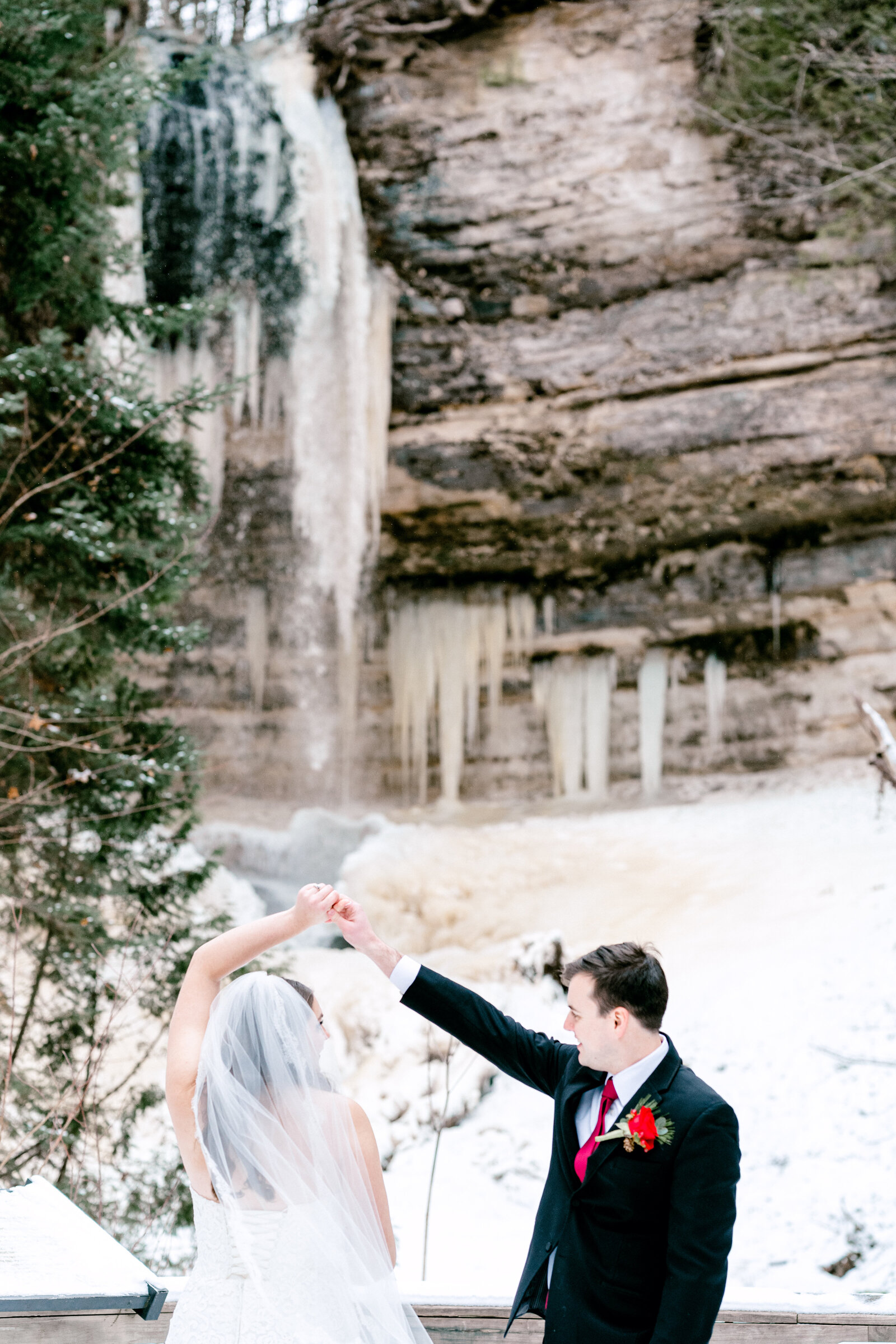 munising falls in winter
