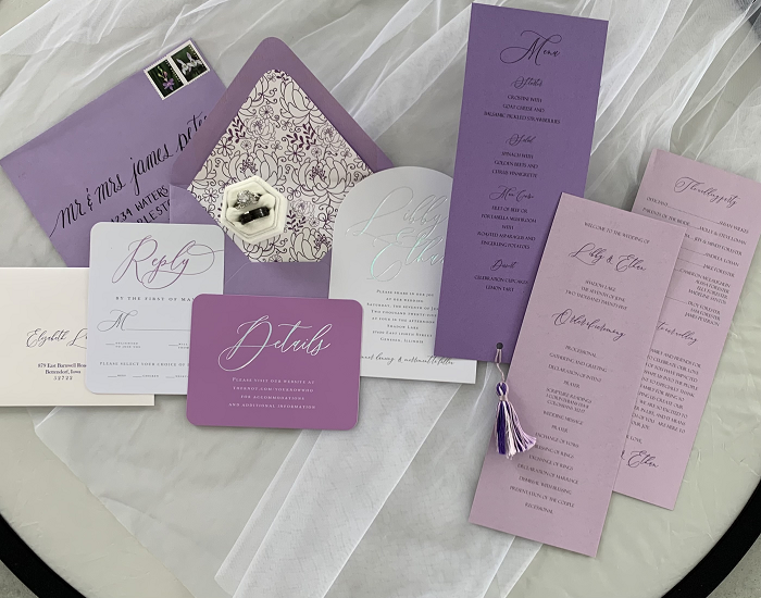 Wedding Invitation Accessories Calligraphy Lush Lilac