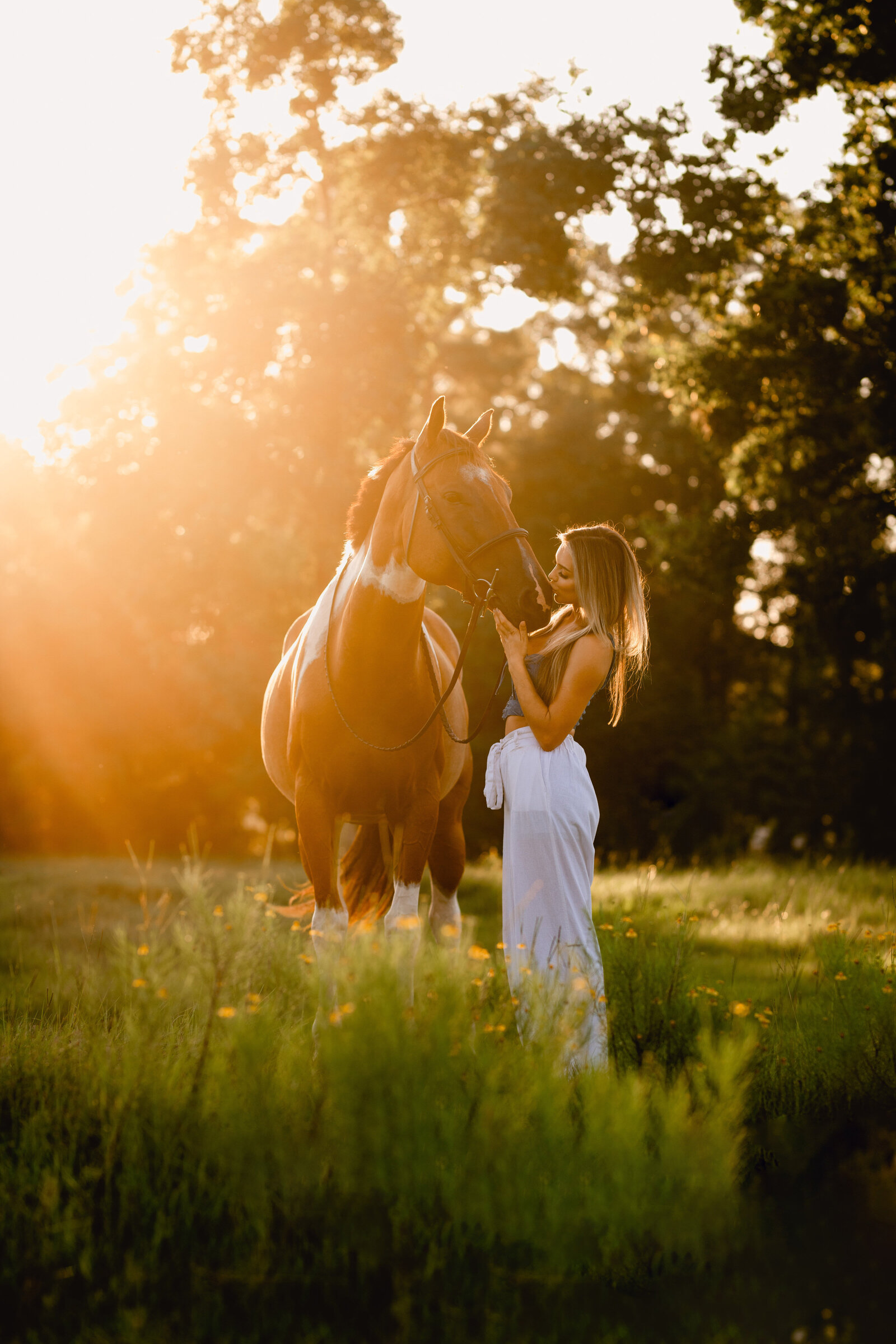 Gorgeous sunset with girl and her horse at Gray Lily Farm in Havana, Fl.