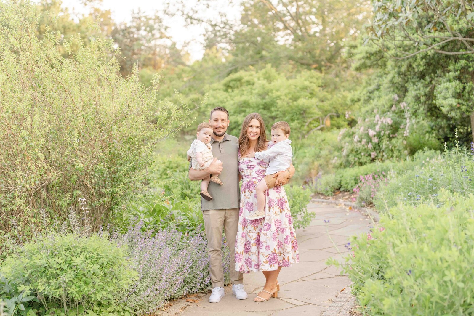family posing during Fairfax County, Virginia spring minis